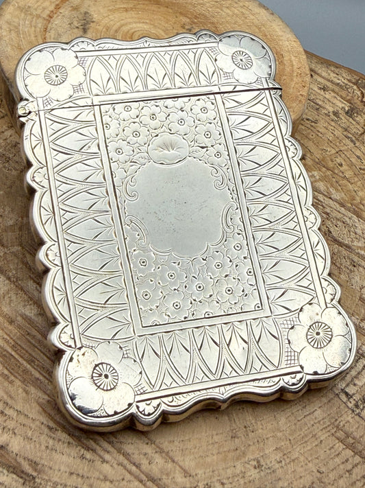 Antique Victorian Sterling Silver Card Case, Hilliard & Thomason 1882