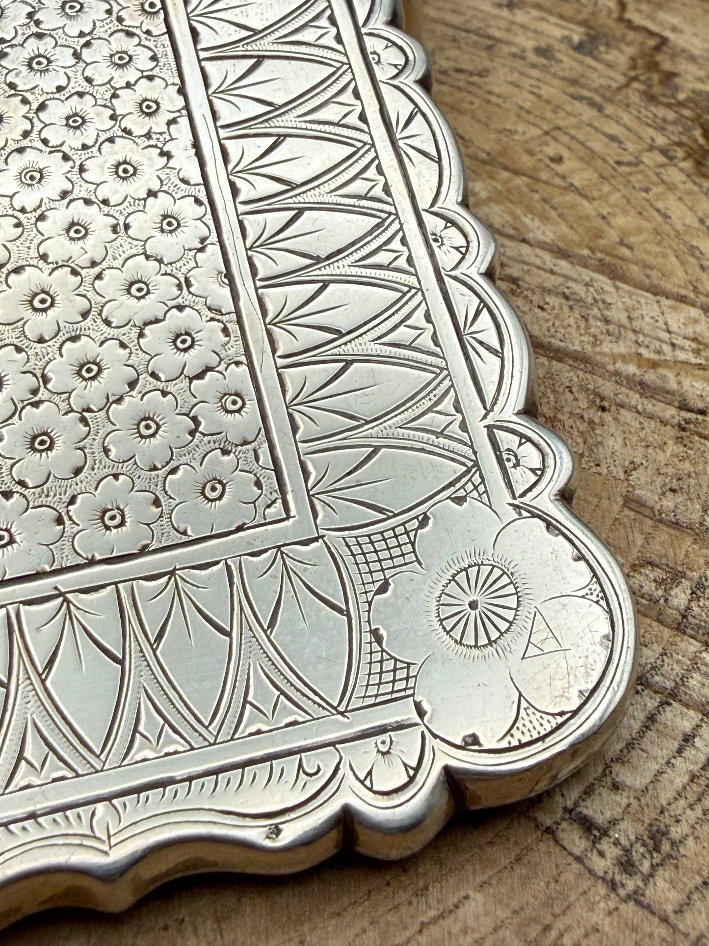 Antique Victorian Sterling Silver Card Case, Hilliard & Thomason 1882