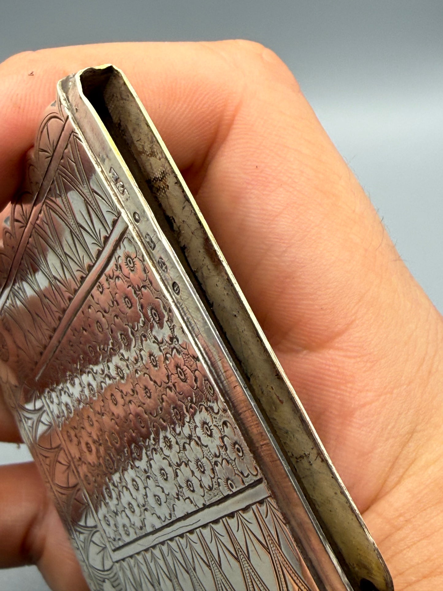 Antique Victorian Sterling Silver Card Case, Hilliard & Thomason 1882