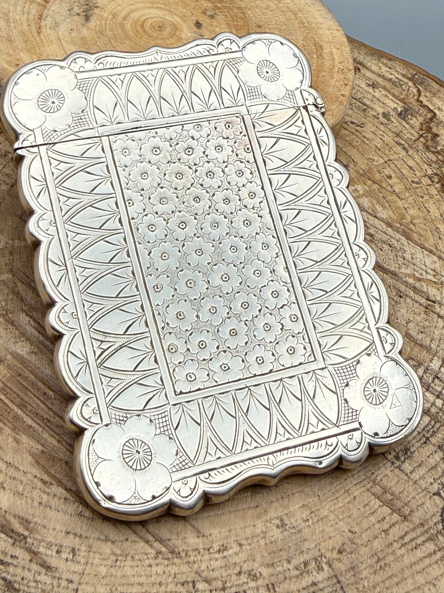 Antique Victorian Sterling Silver Card Case, Hilliard & Thomason 1882