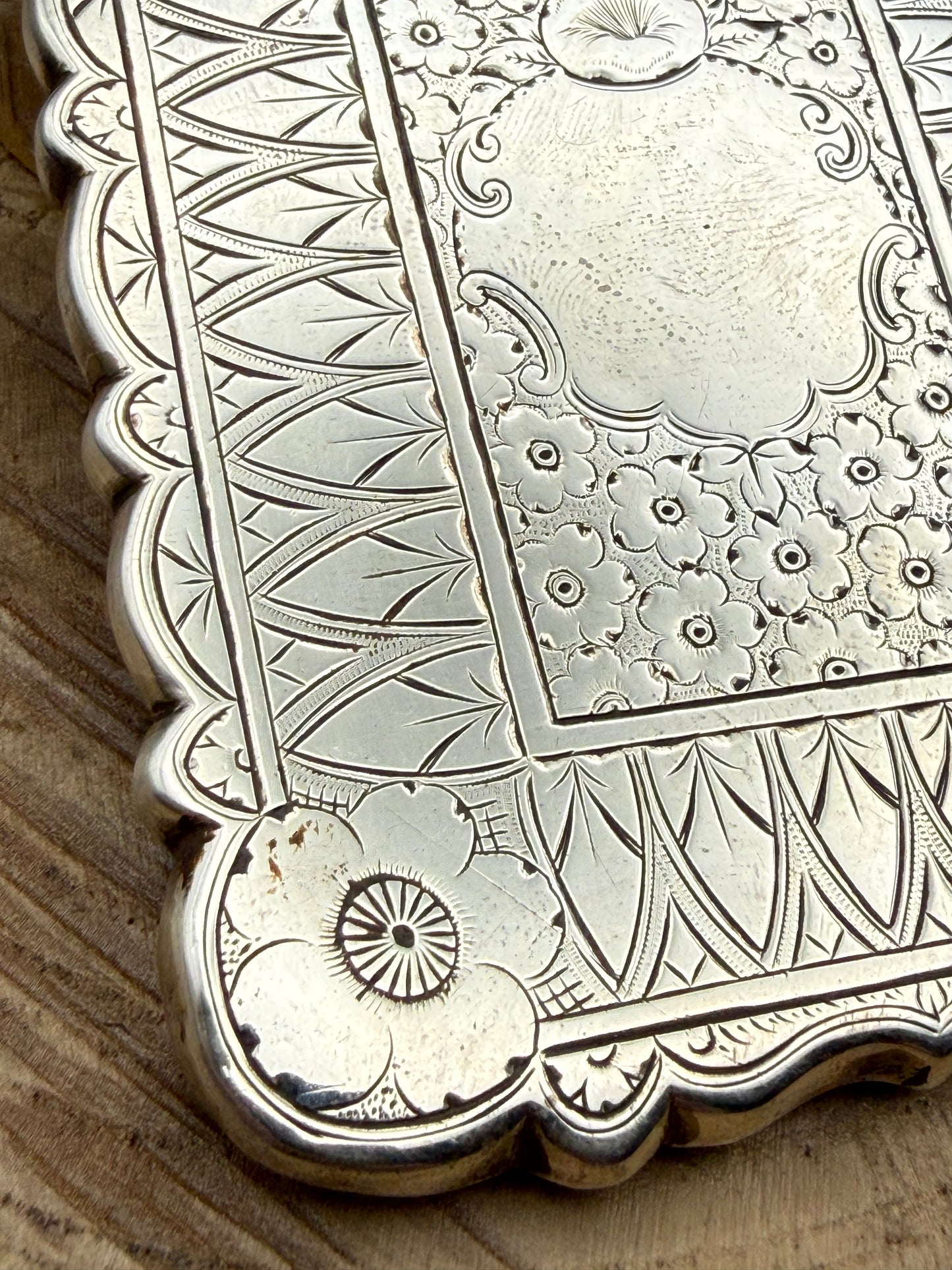 Antique Victorian Sterling Silver Card Case, Hilliard & Thomason 1882