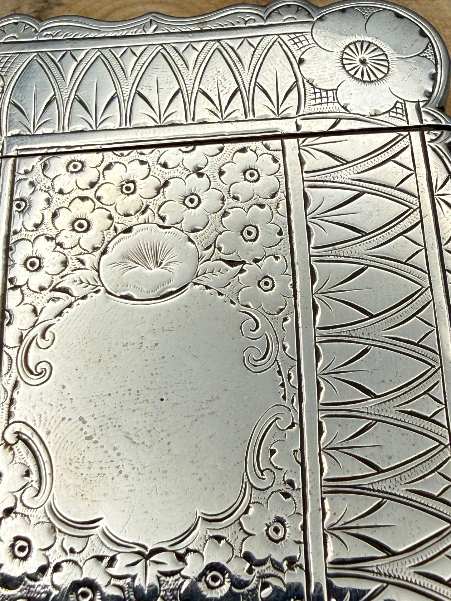Antique Victorian Sterling Silver Card Case, Hilliard & Thomason 1882