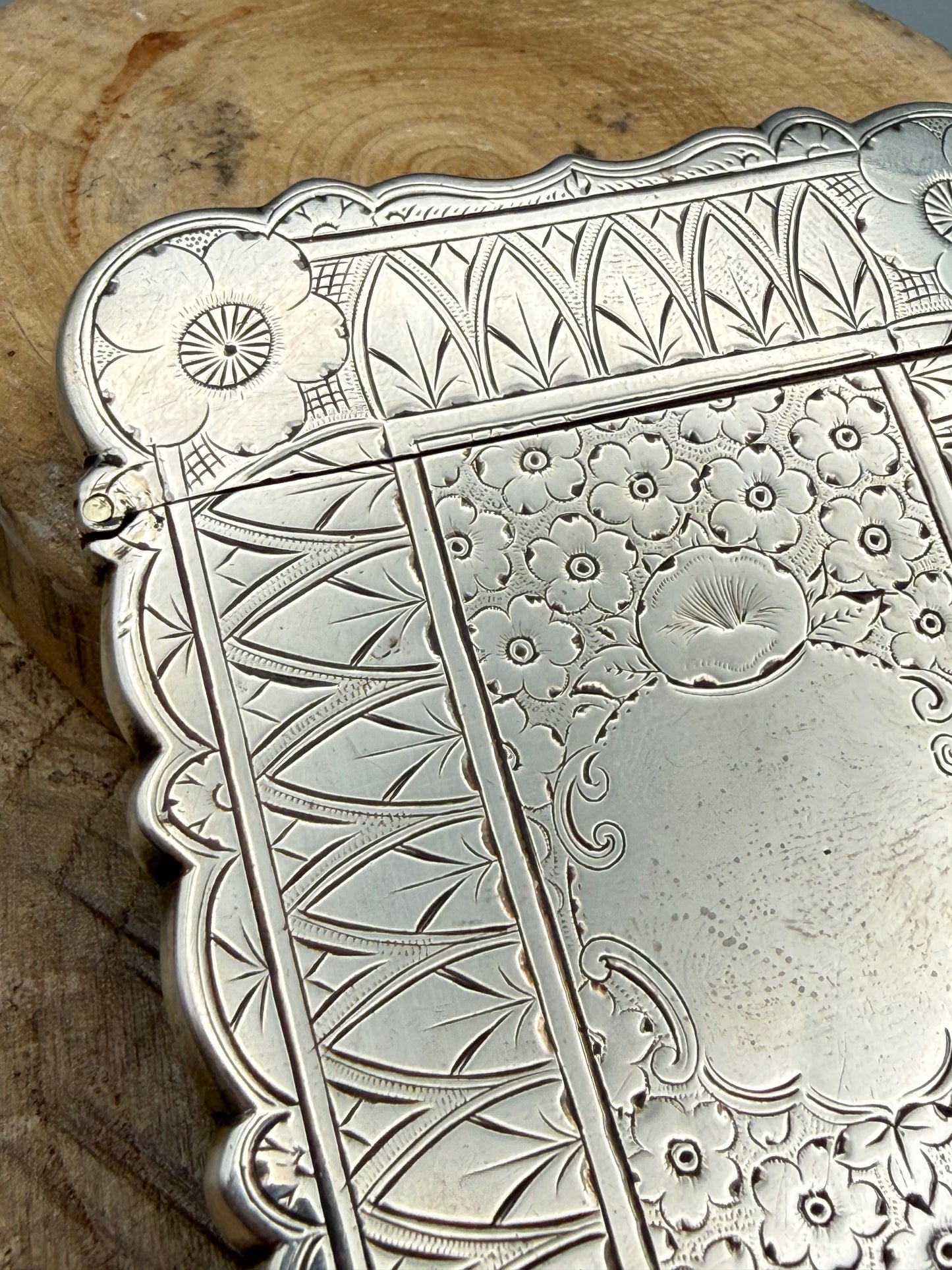 Antique Victorian Sterling Silver Card Case, Hilliard & Thomason 1882