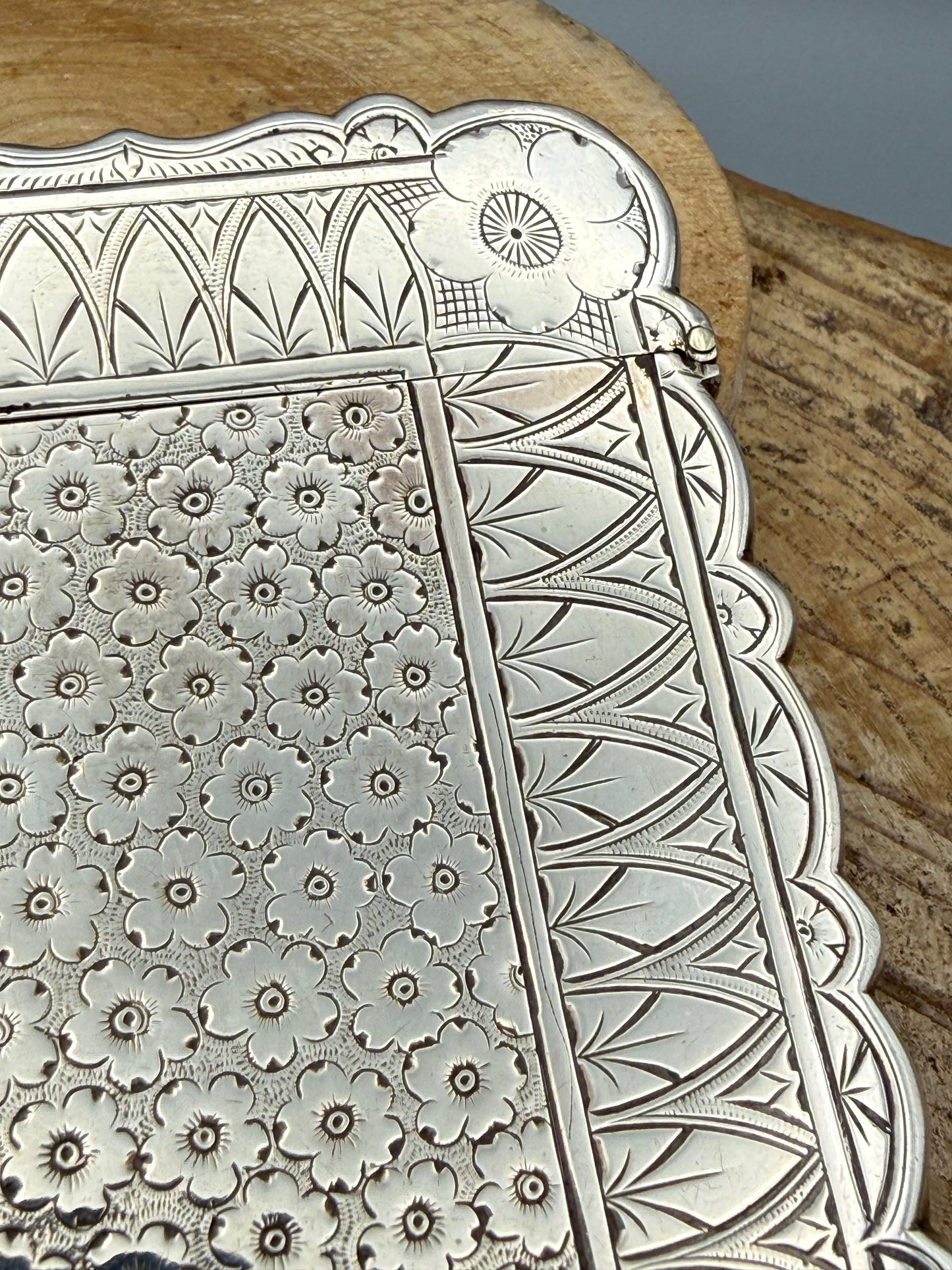 Antique Victorian Sterling Silver Card Case, Hilliard & Thomason 1882