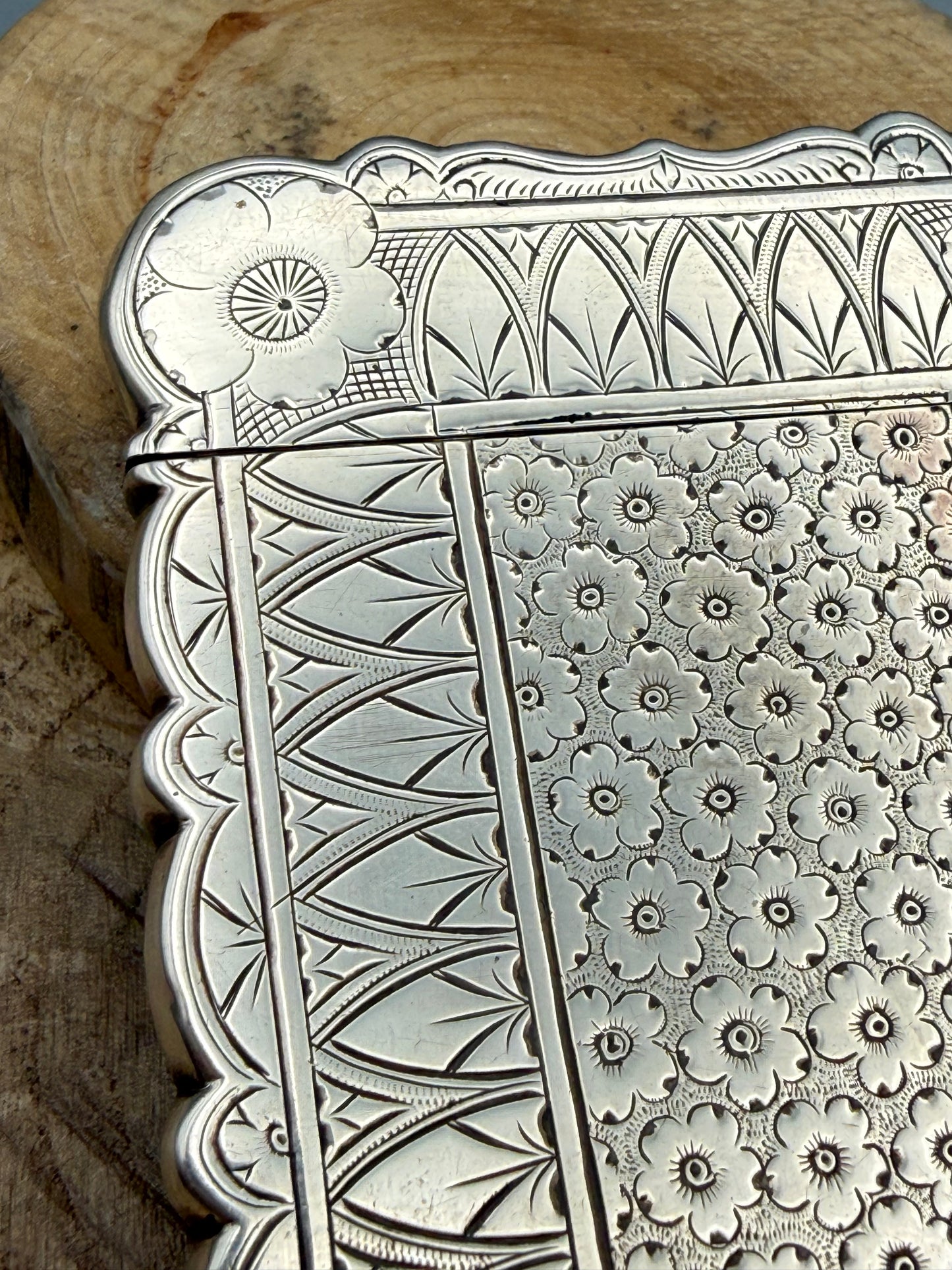 Antique Victorian Sterling Silver Card Case, Hilliard & Thomason 1882