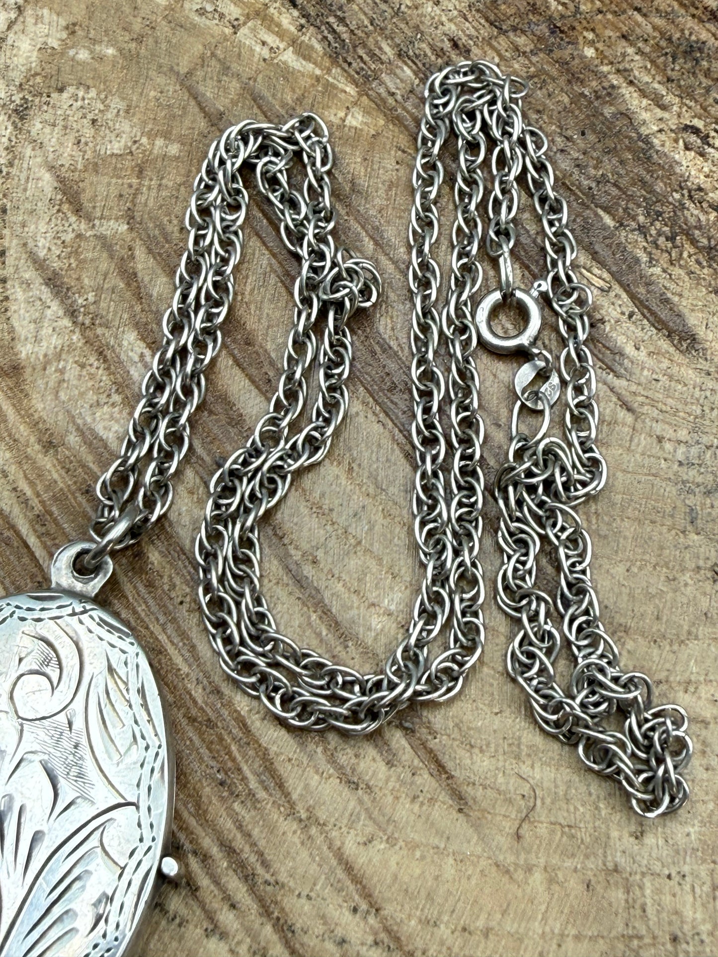 Vintage Sterling Silver Photo Locket Necklace