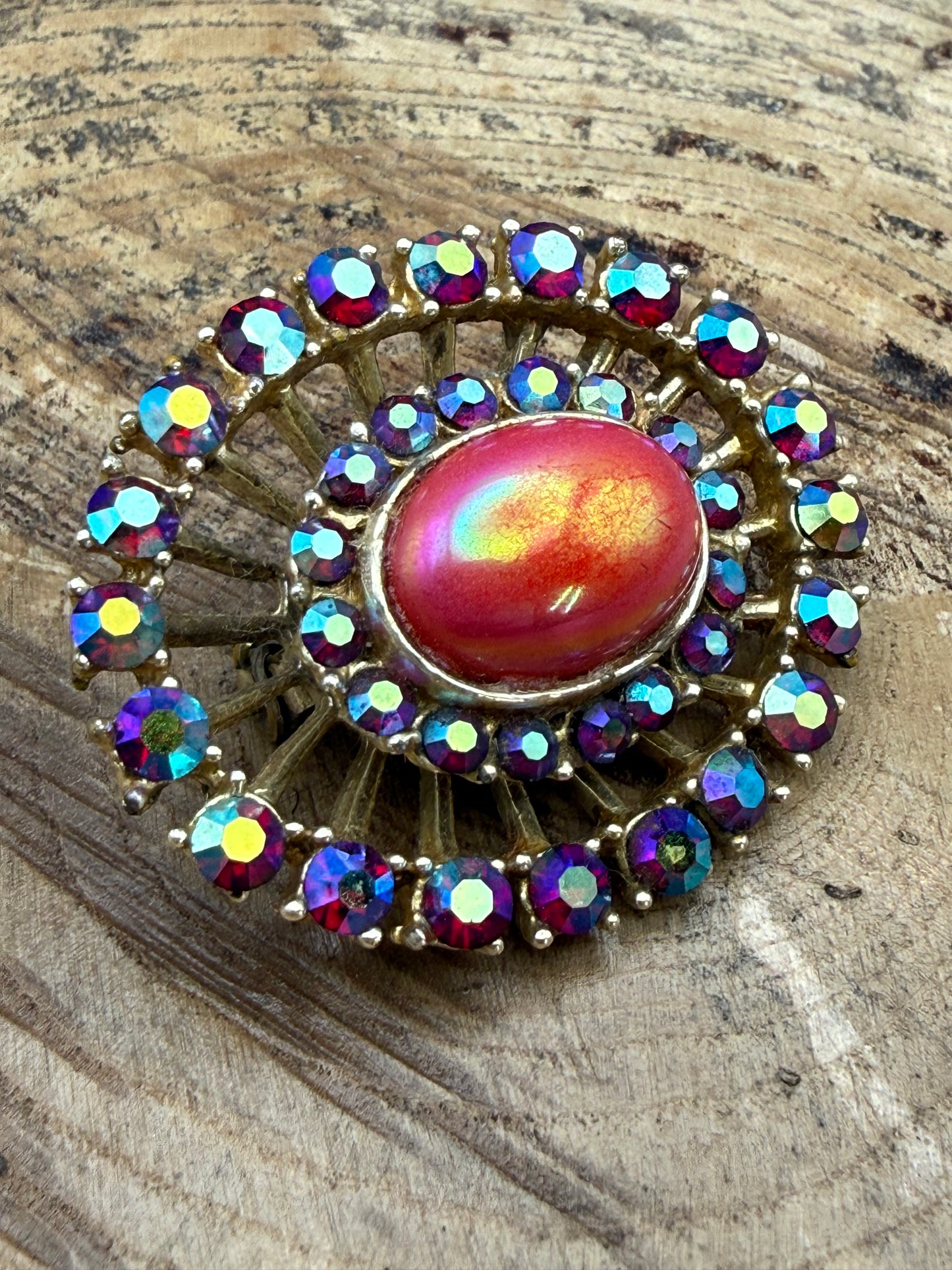 Vintage Aurora Borealis Rhinestone Cluster Brooch
