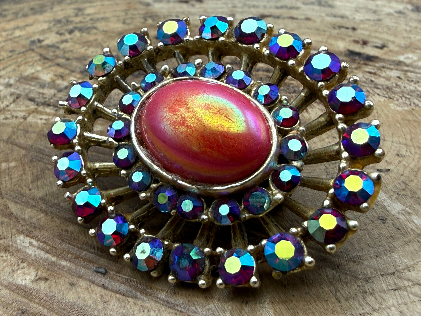Vintage Aurora Borealis Rhinestone Cluster Brooch