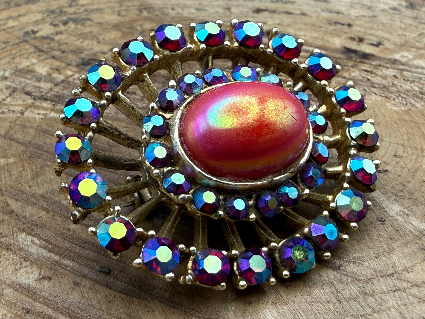 Vintage Aurora Borealis Rhinestone Cluster Brooch