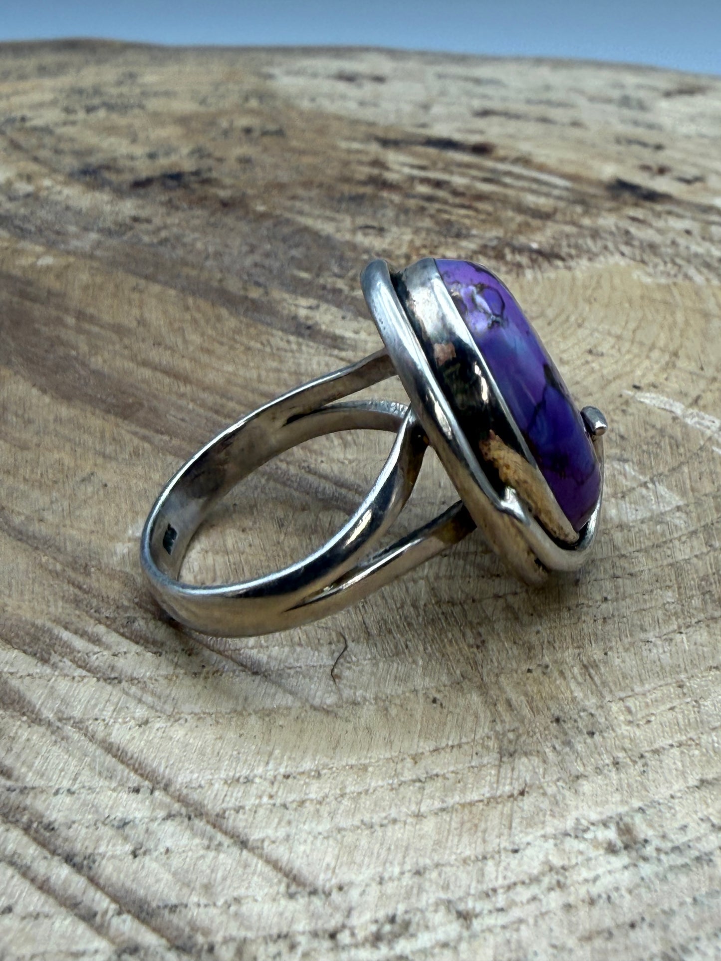 Artisan Sterling Silver Copper Turquoise Ring, Size O