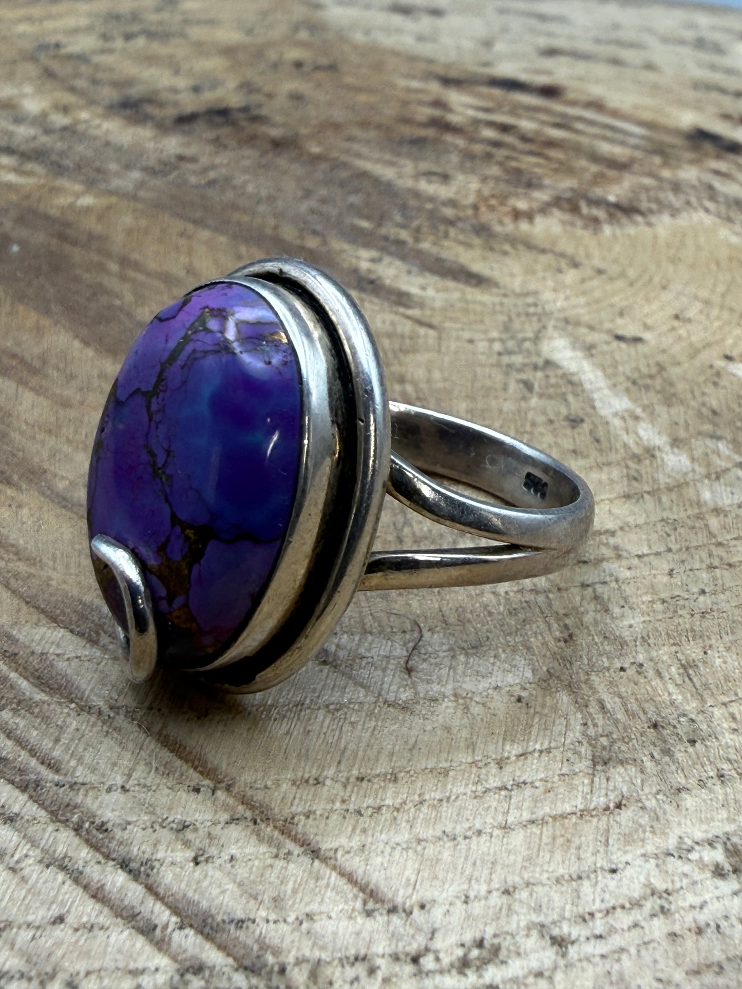 Artisan Sterling Silver Copper Turquoise Ring, Size O
