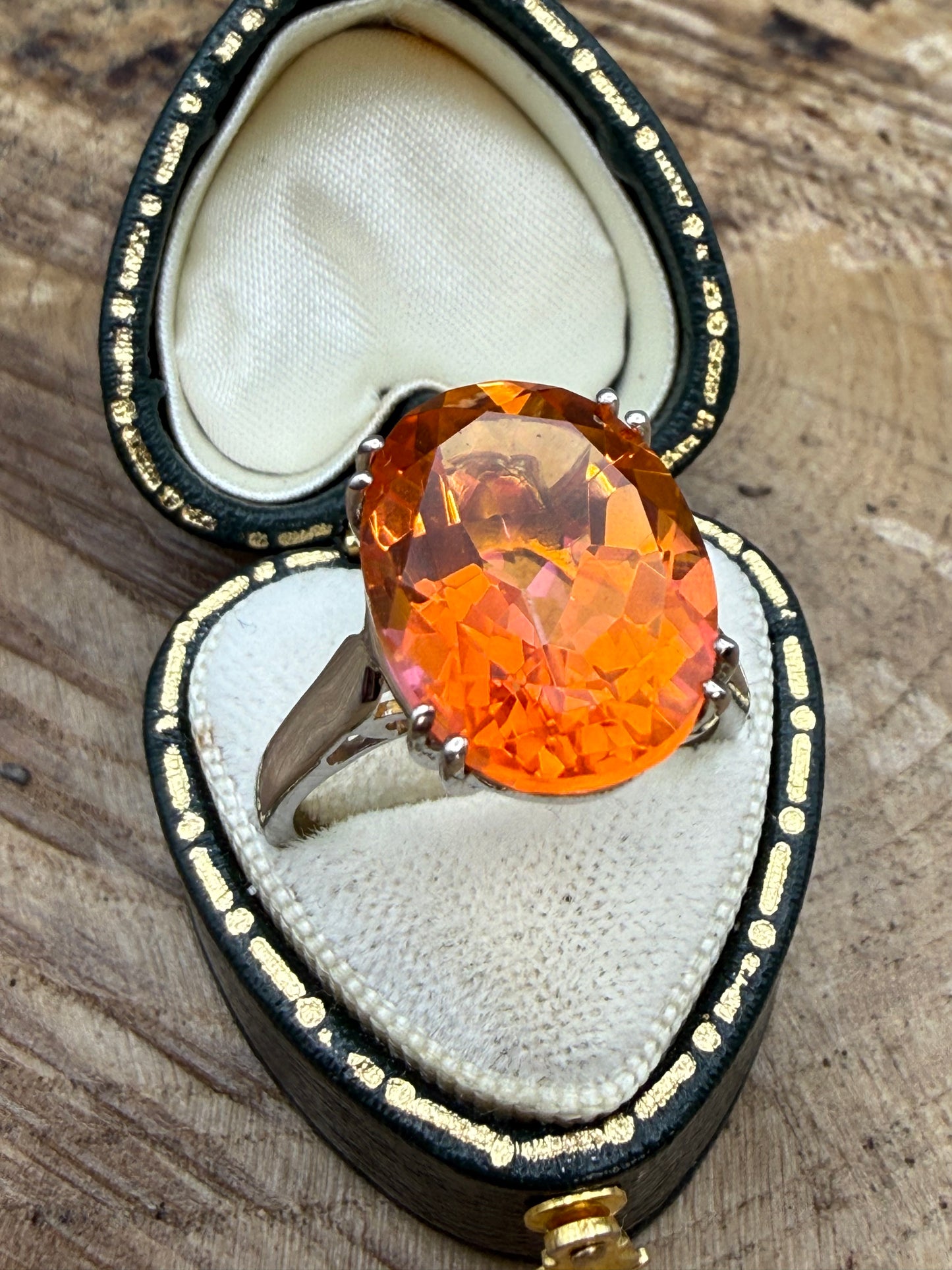 Gemporia Sterling Silver & Padparadscha Quartz Cocktail Ring