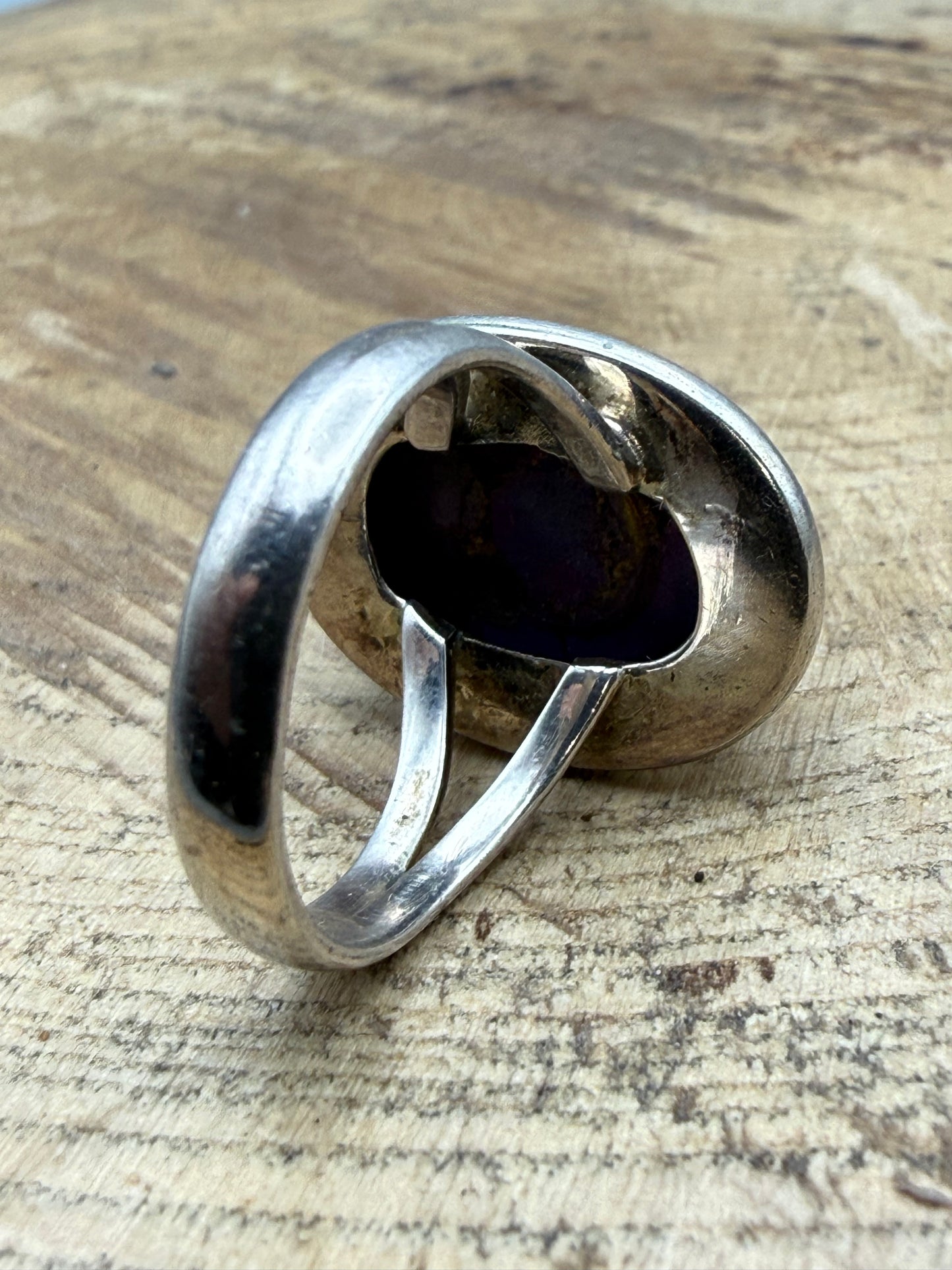 Artisan Sterling Silver Copper Turquoise Ring, Size O