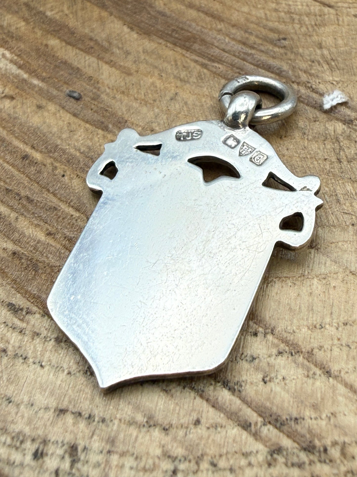 Antique Sterling Silver Shield Watch Fob, Chester 1926