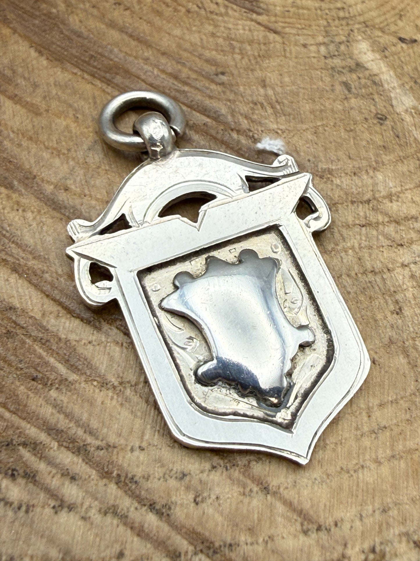 Antique Sterling Silver Shield Watch Fob, Chester 1926
