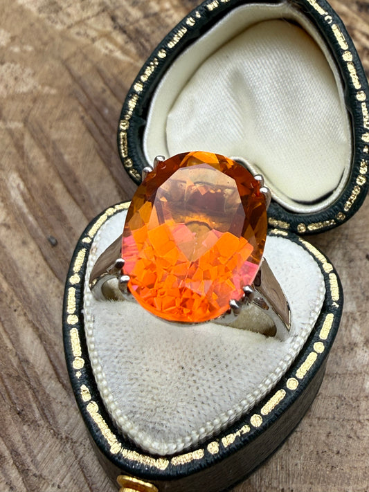 Gemporia Sterling Silver & Padparadscha Quartz Cocktail Ring