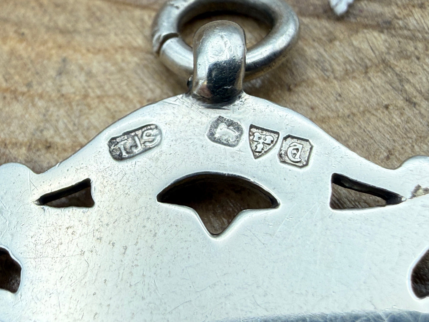Antique Sterling Silver Shield Watch Fob, Chester 1926