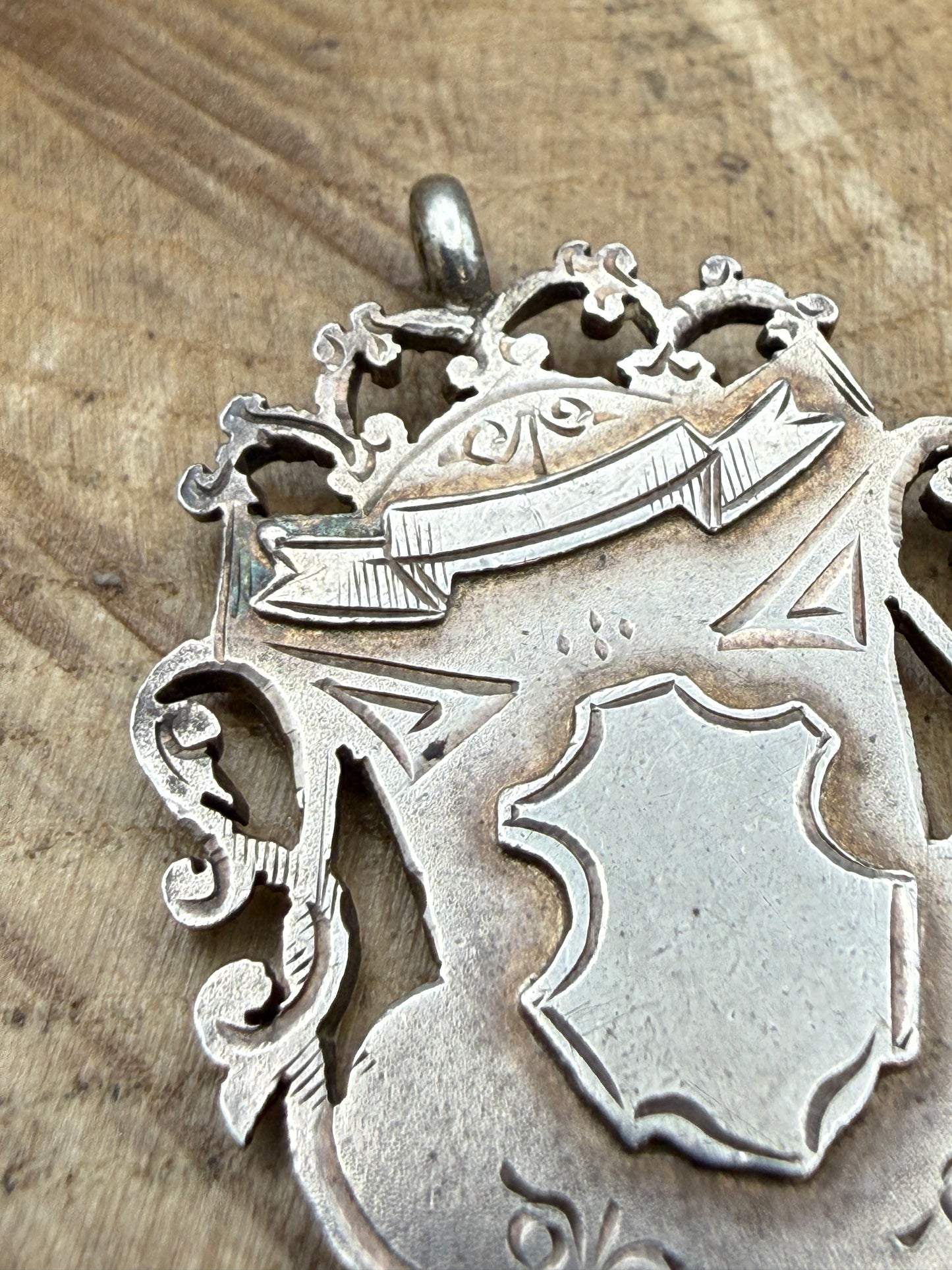 Antique Sterling Silver Shield Watch Fob, Birmingham 1901