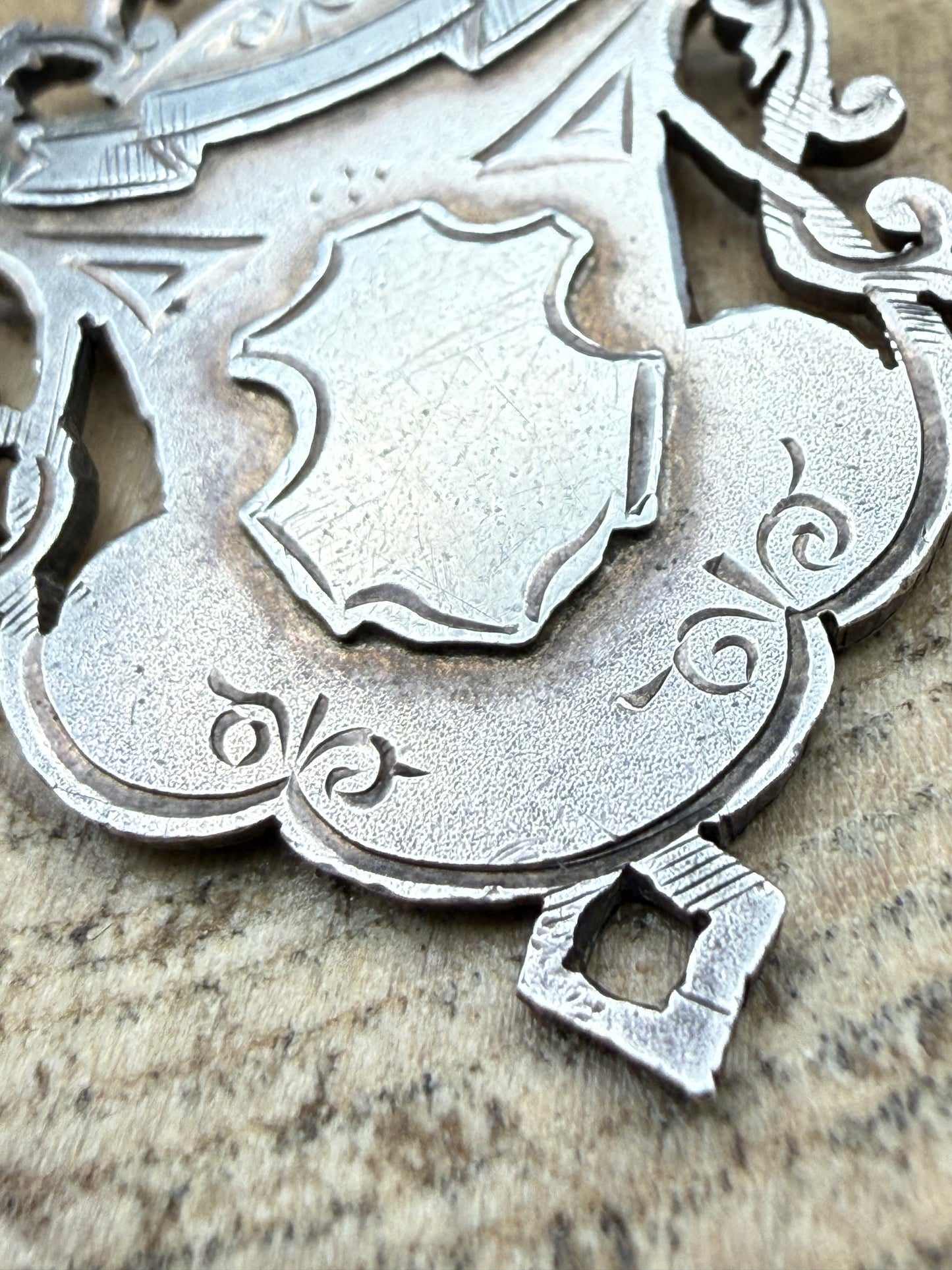 Antique Sterling Silver Shield Watch Fob, Birmingham 1901