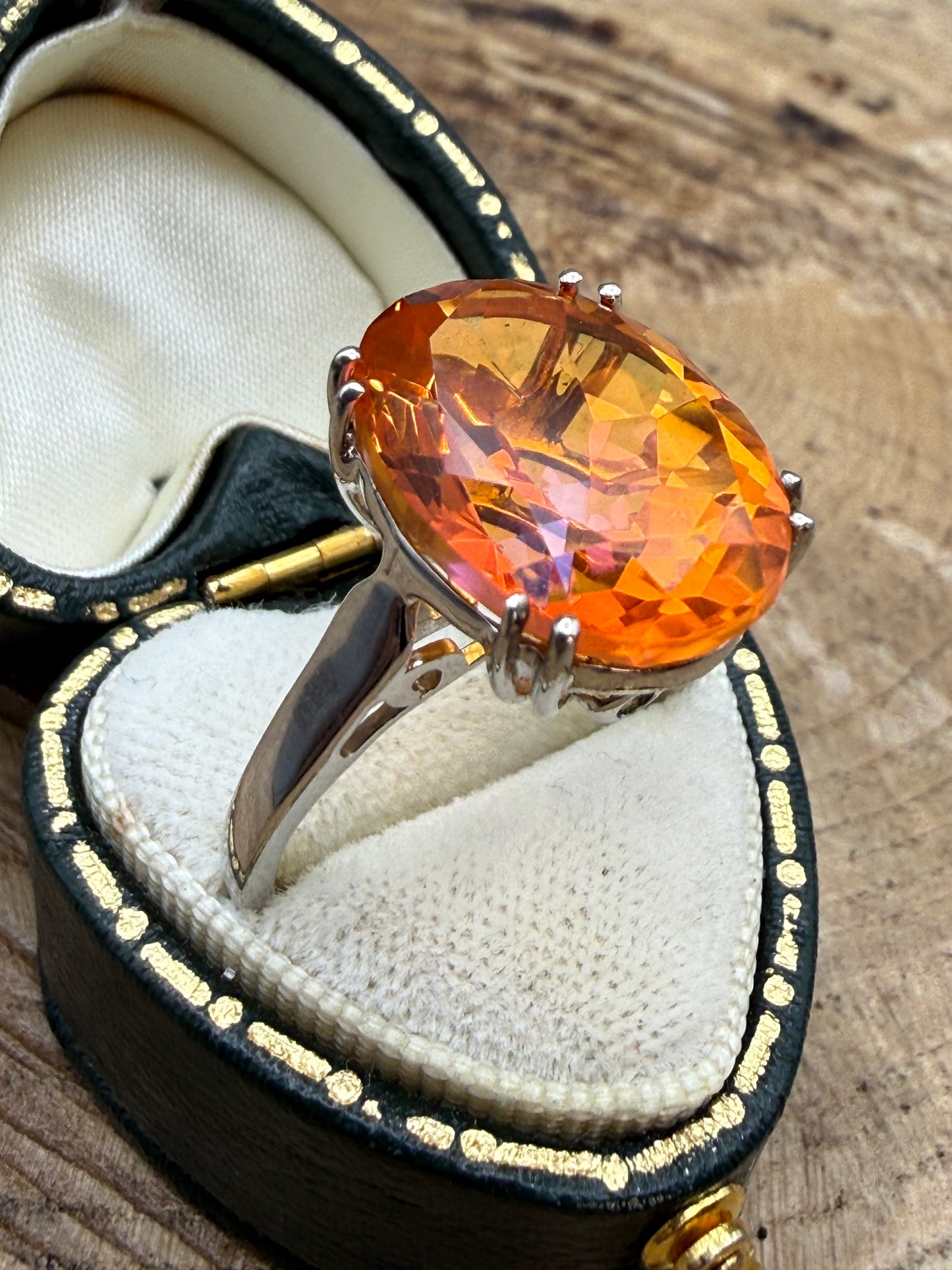 Gemporia Sterling Silver & Padparadscha Quartz Cocktail Ring