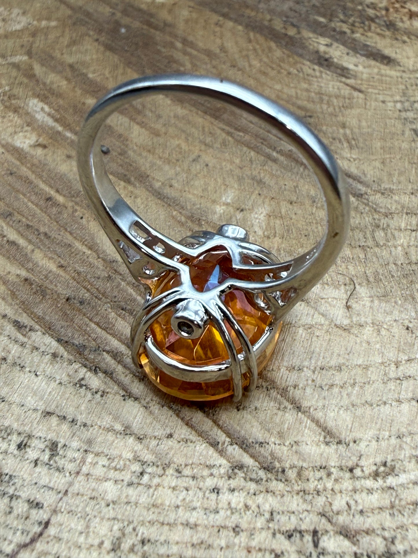 Gemporia Sterling Silver & Padparadscha Quartz Cocktail Ring