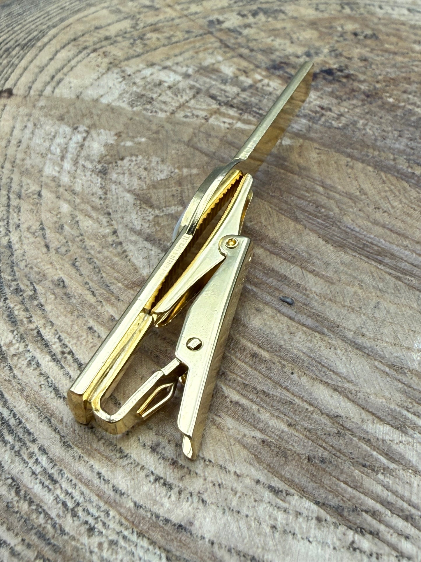 Vintage Stratton Mother of Pearl Tie Clip, Gold Tone