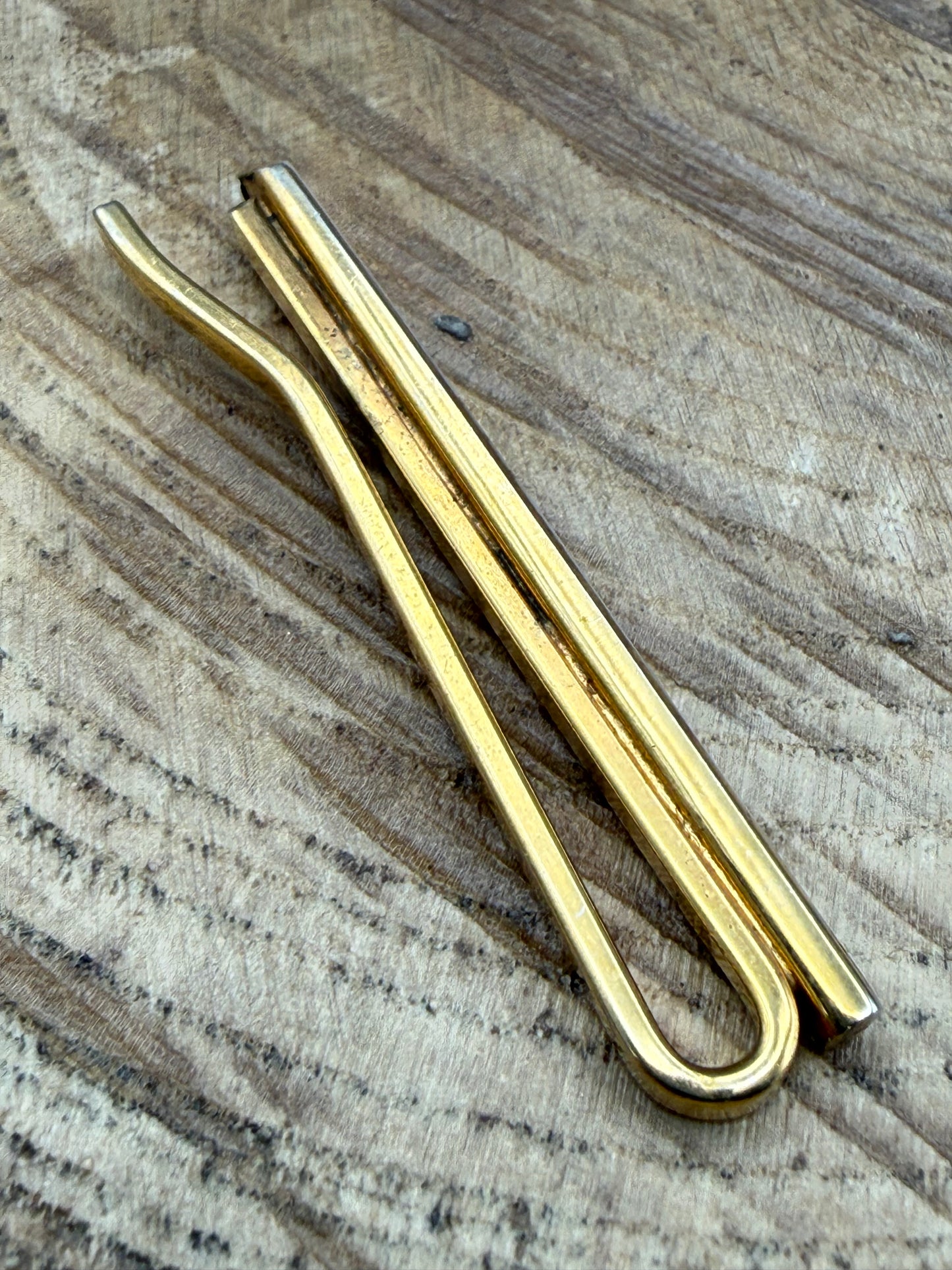 Vintage Slim & Striped Mother of Pearl Tie Clip
