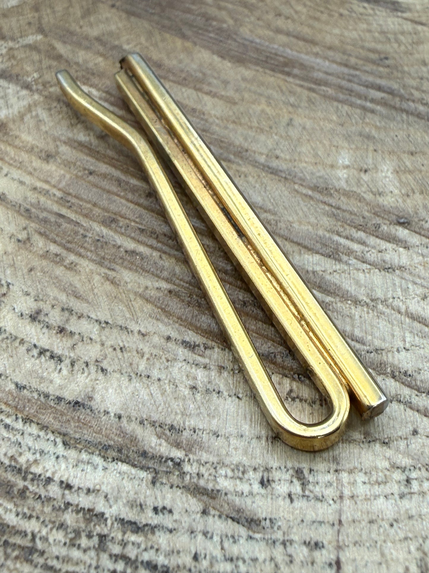 Vintage Slim & Striped Mother of Pearl Tie Clip