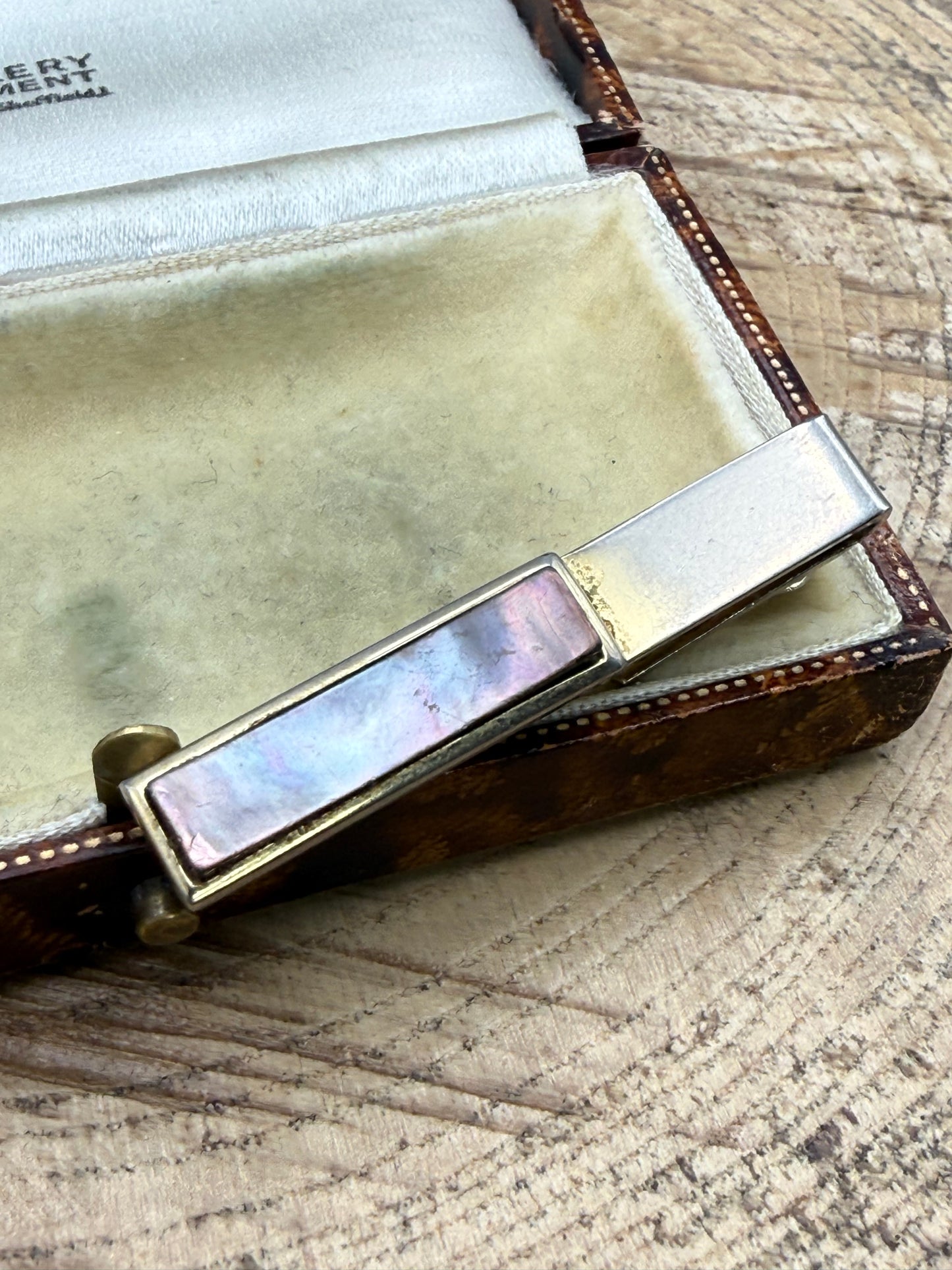 Vintage Black Abalone Shell Tie Clip by 'Nippy-Clip'