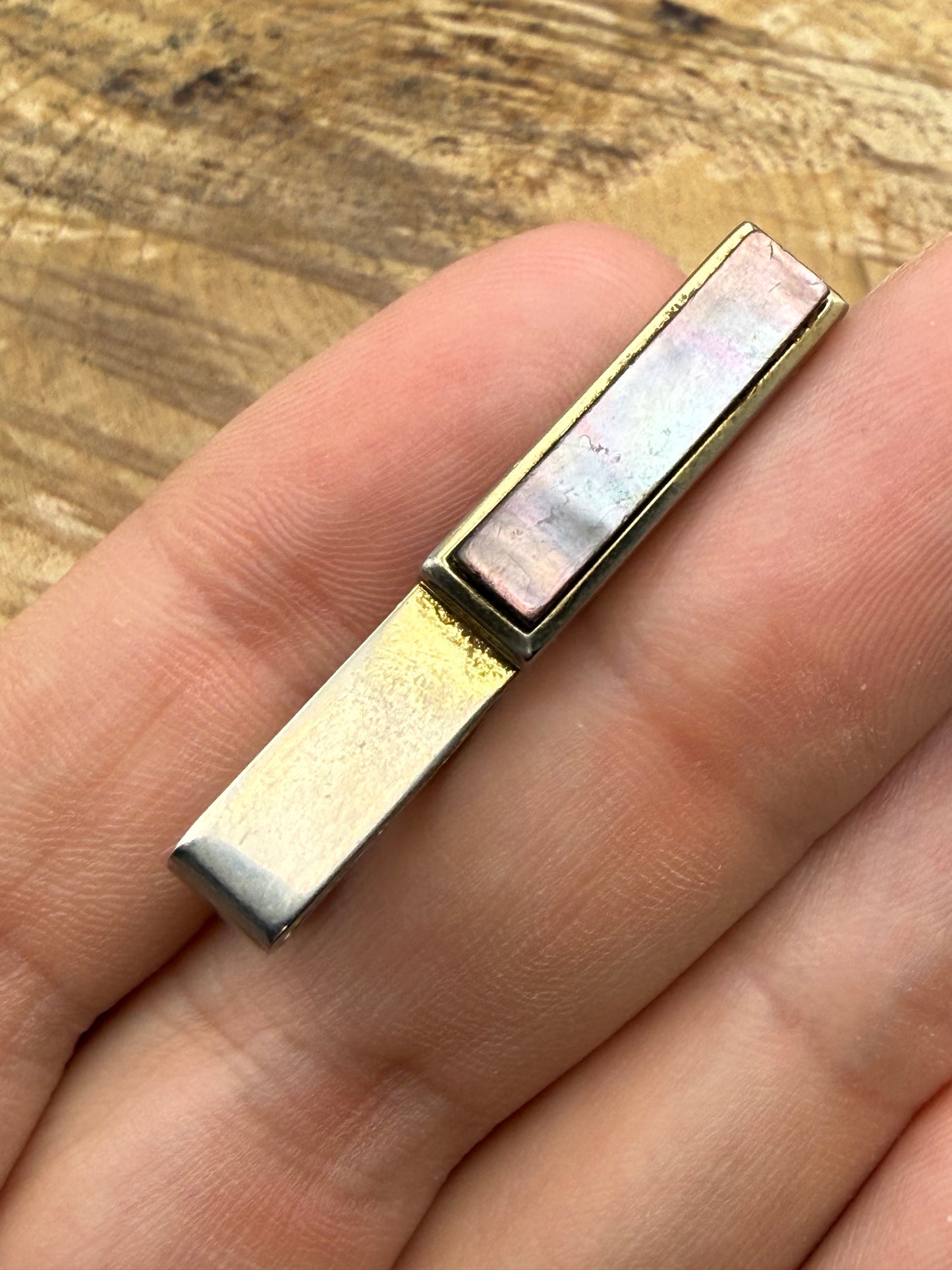Vintage Black Abalone Shell Tie Clip by 'Nippy-Clip'