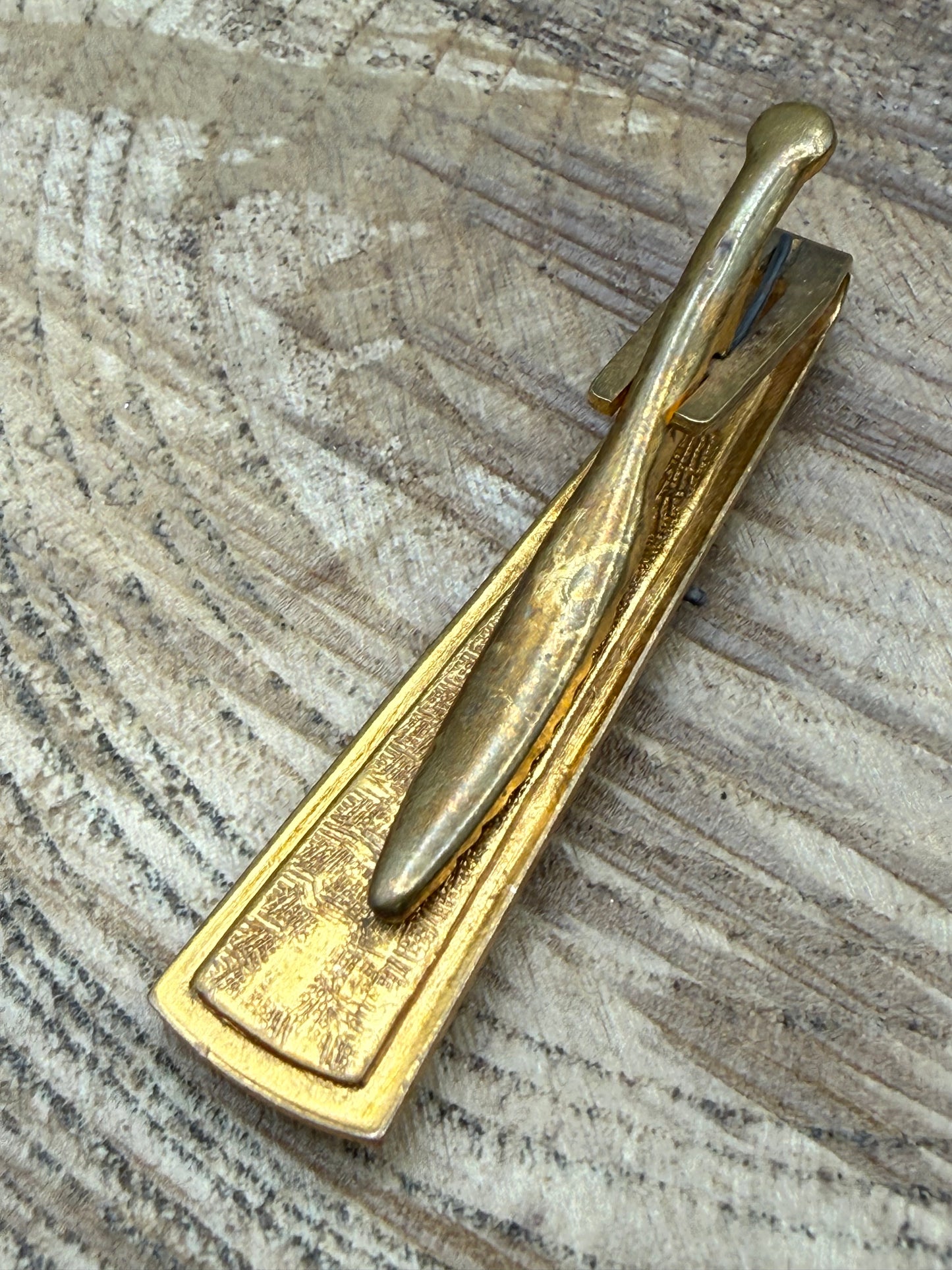 Vintage Gold Tone Tie Clip, Mother of Pearl Style