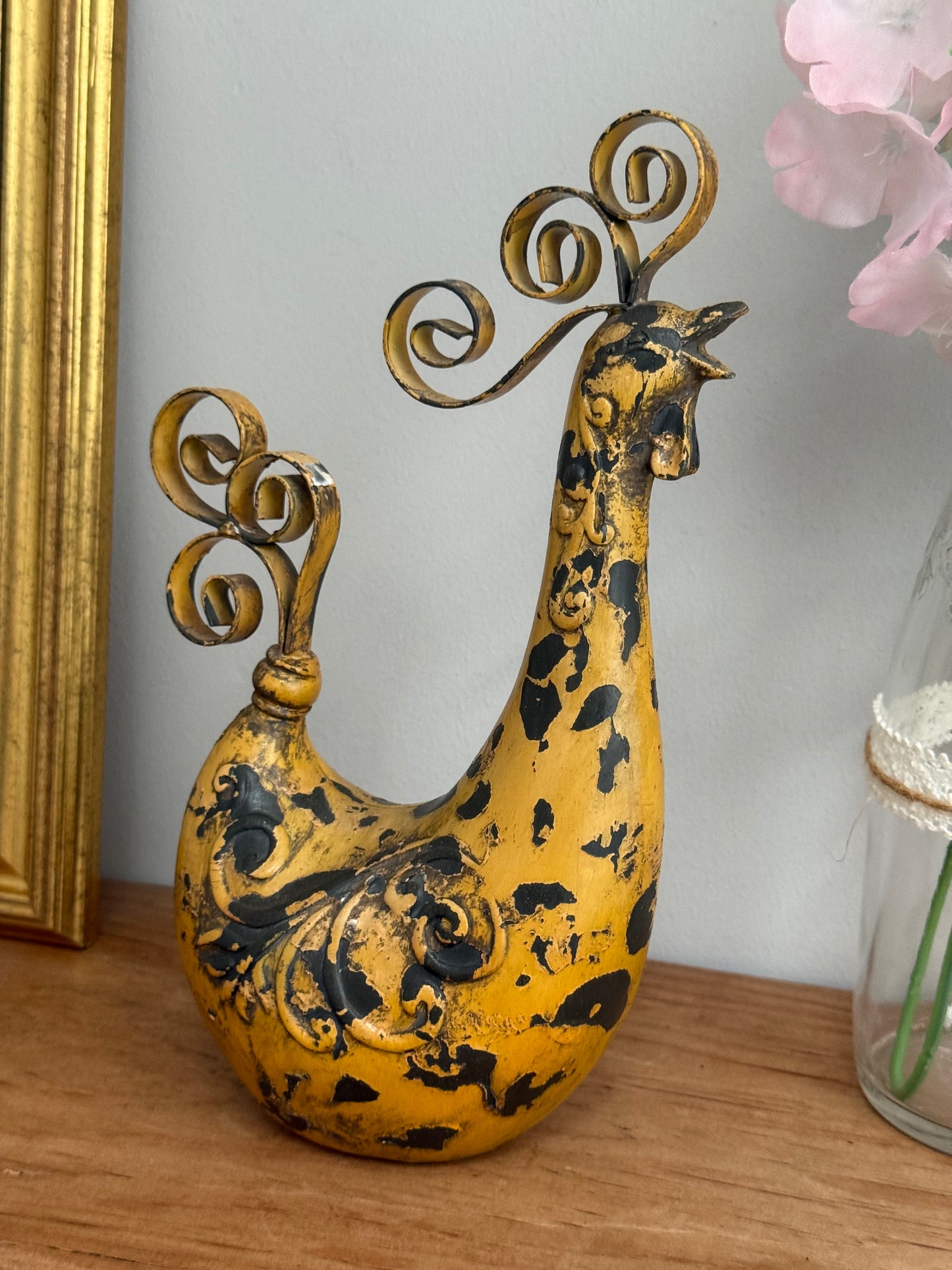 Mid Century Wrought Iron Rooster Ornament, 1950s