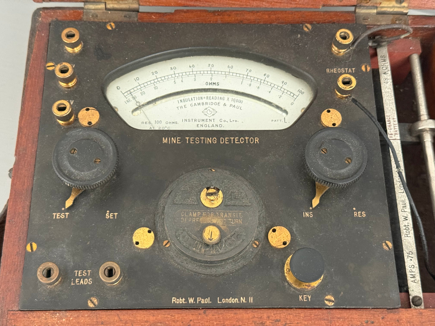 Antique Mine Testing Detector in Wood Case, Interwar Militaria