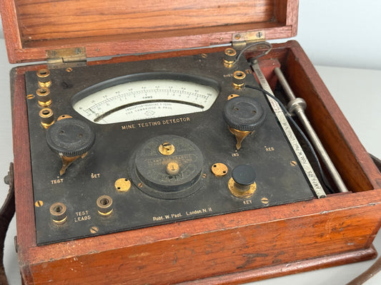 Antique Mine Testing Detector in Wood Case, Interwar Militaria