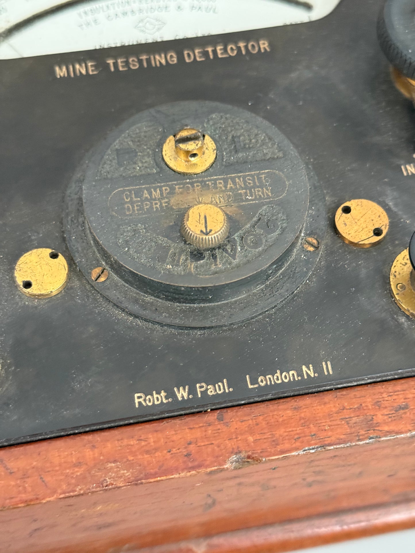 Antique Mine Testing Detector in Wood Case, Interwar Militaria