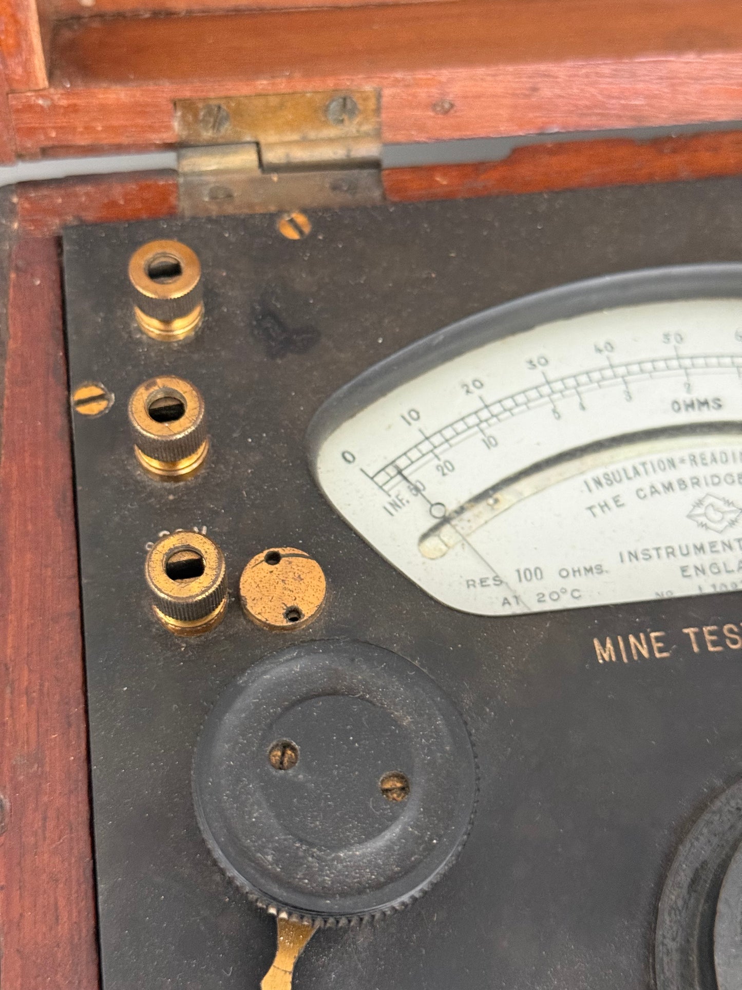 Antique Mine Testing Detector in Wood Case, Interwar Militaria