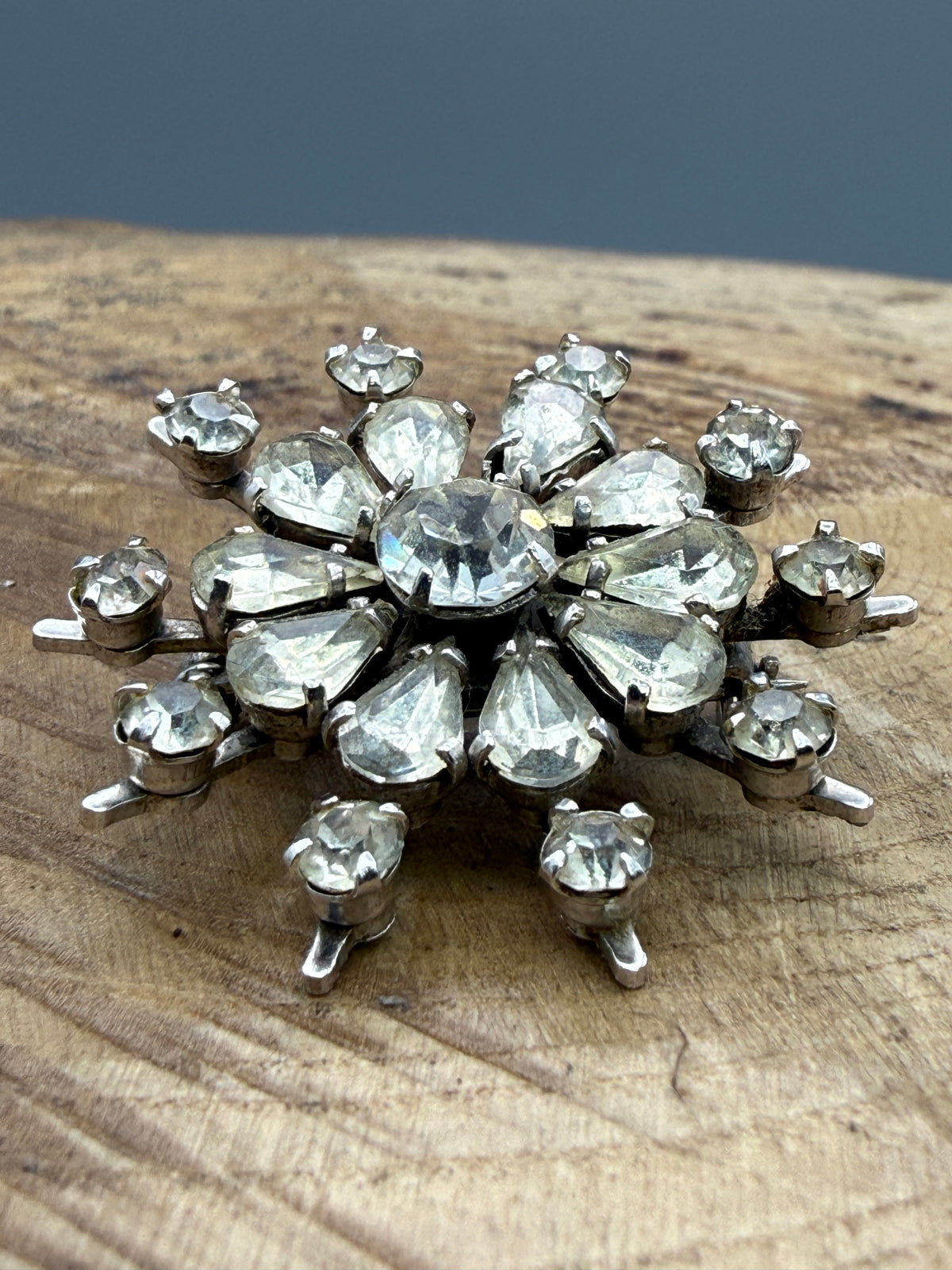 Vintage Sparkly Starburst Brooch, Mid Century Paste