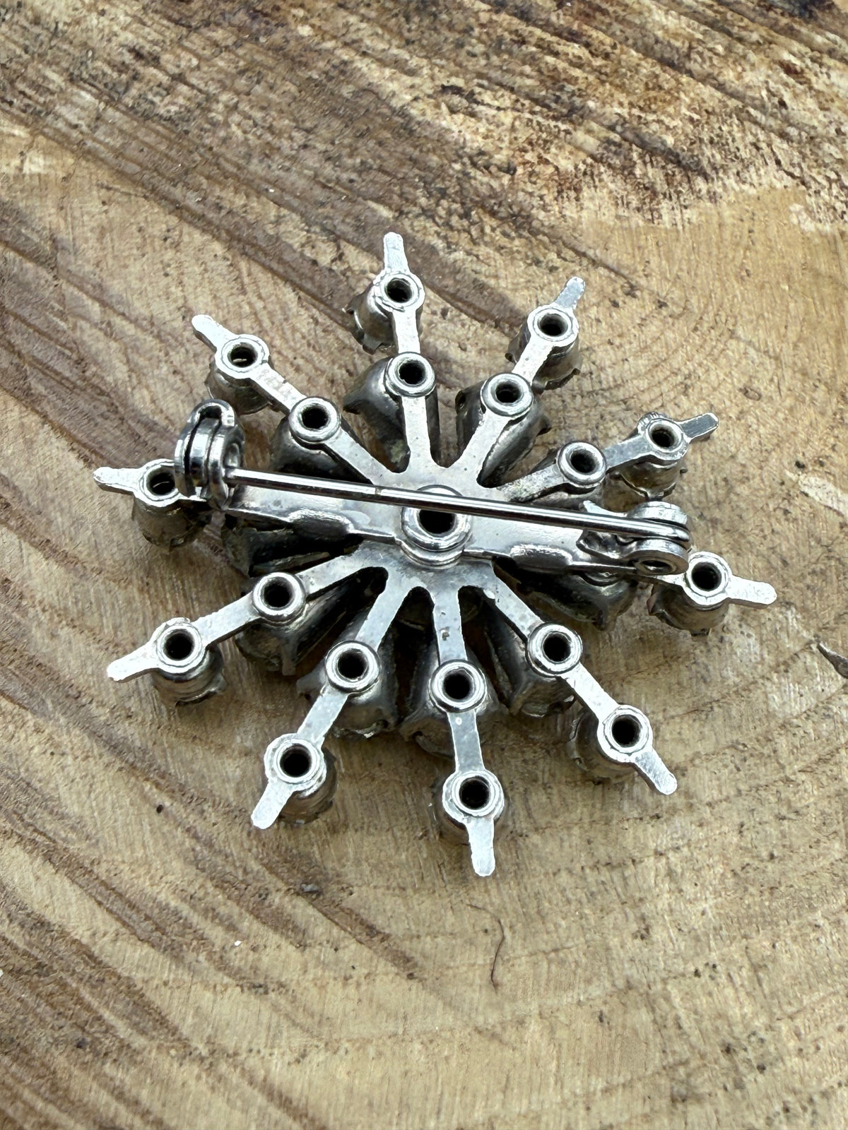Vintage Sparkly Starburst Brooch, Mid Century Paste
