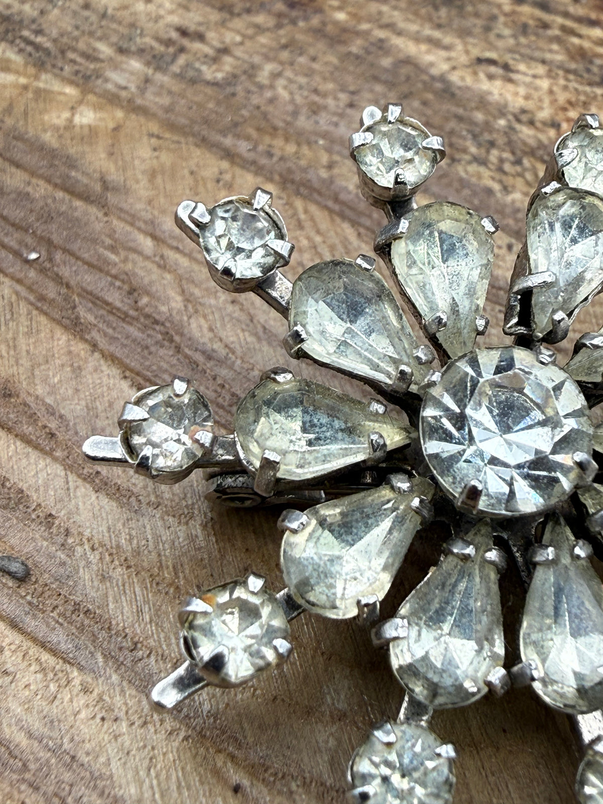 Vintage Sparkly Starburst Brooch, Mid Century Paste