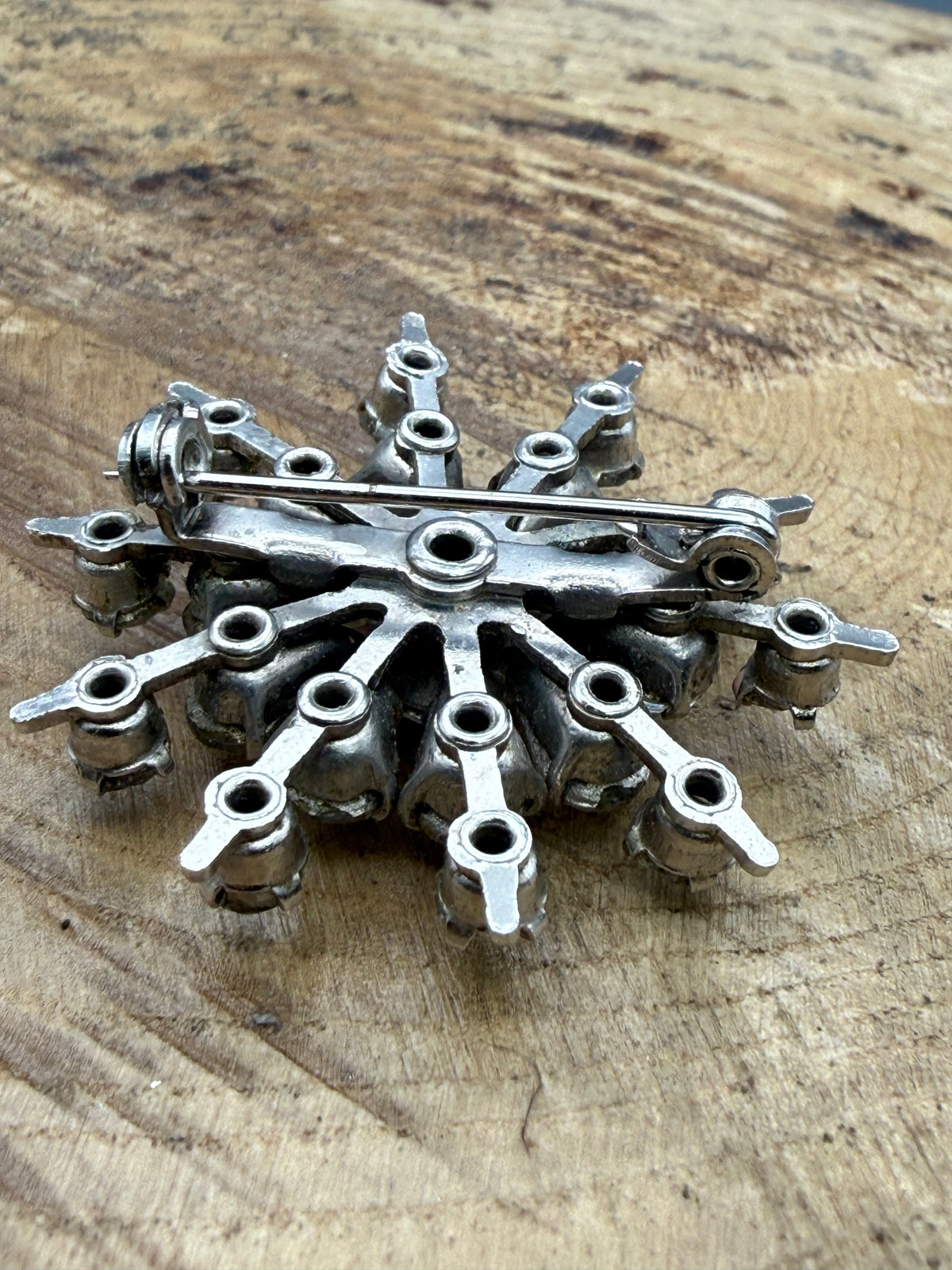 Vintage Sparkly Starburst Brooch, Mid Century Paste