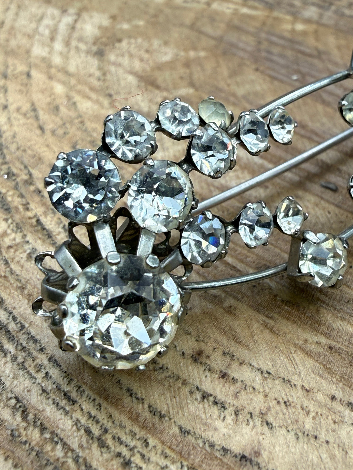 Vintage Abstract Sparkly Bar Brooch