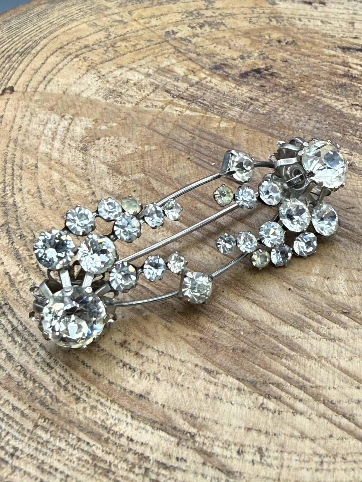 Vintage Abstract Sparkly Bar Brooch