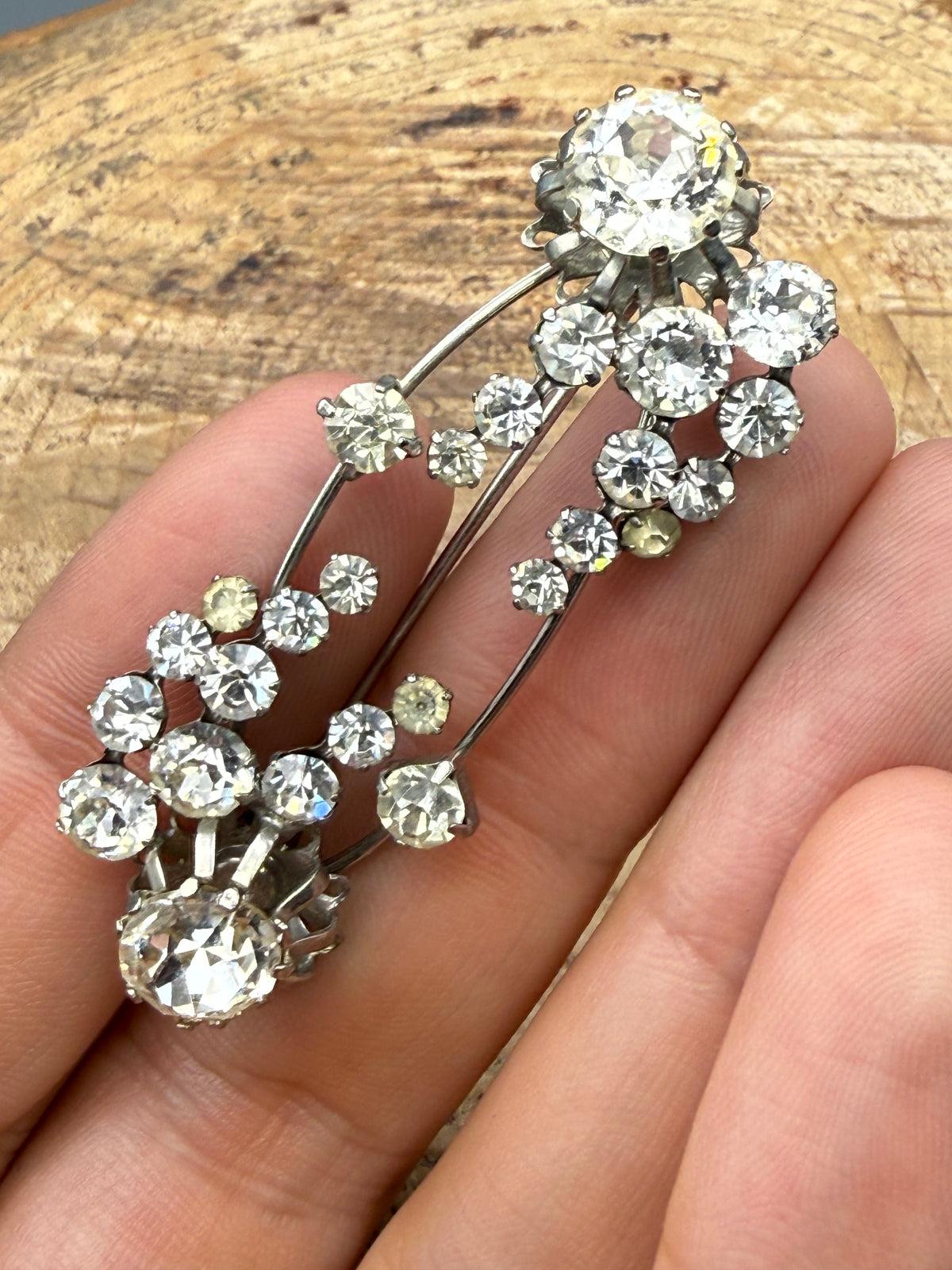 Vintage Abstract Sparkly Bar Brooch