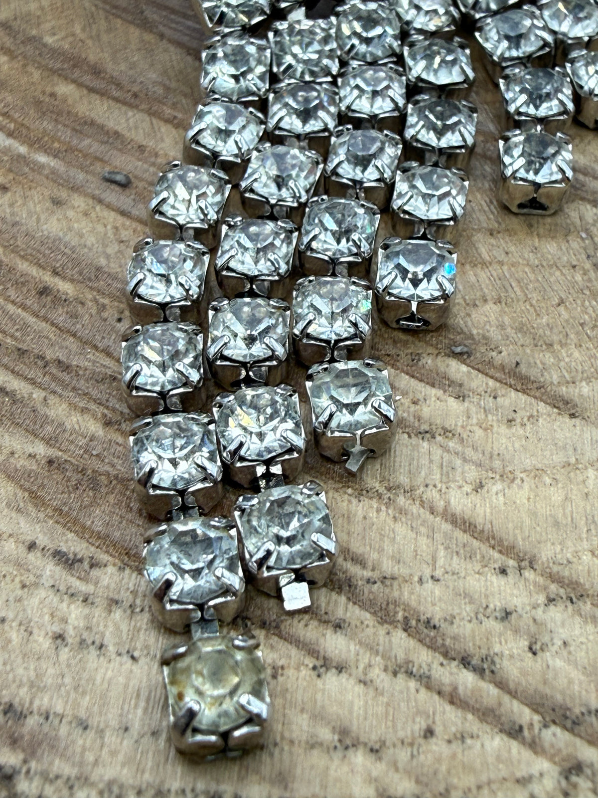Vintage Sparkly Waterfall Brooch, Silver Tone