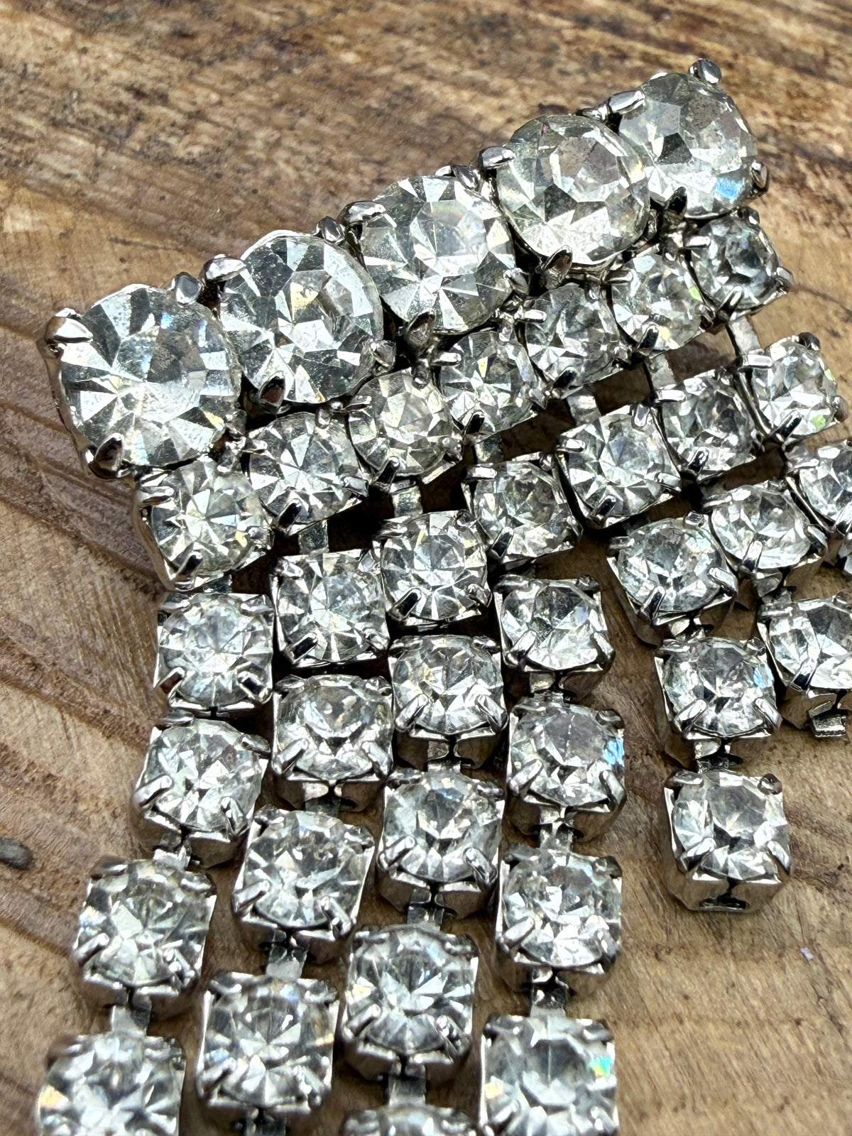 Vintage Sparkly Waterfall Brooch, Silver Tone