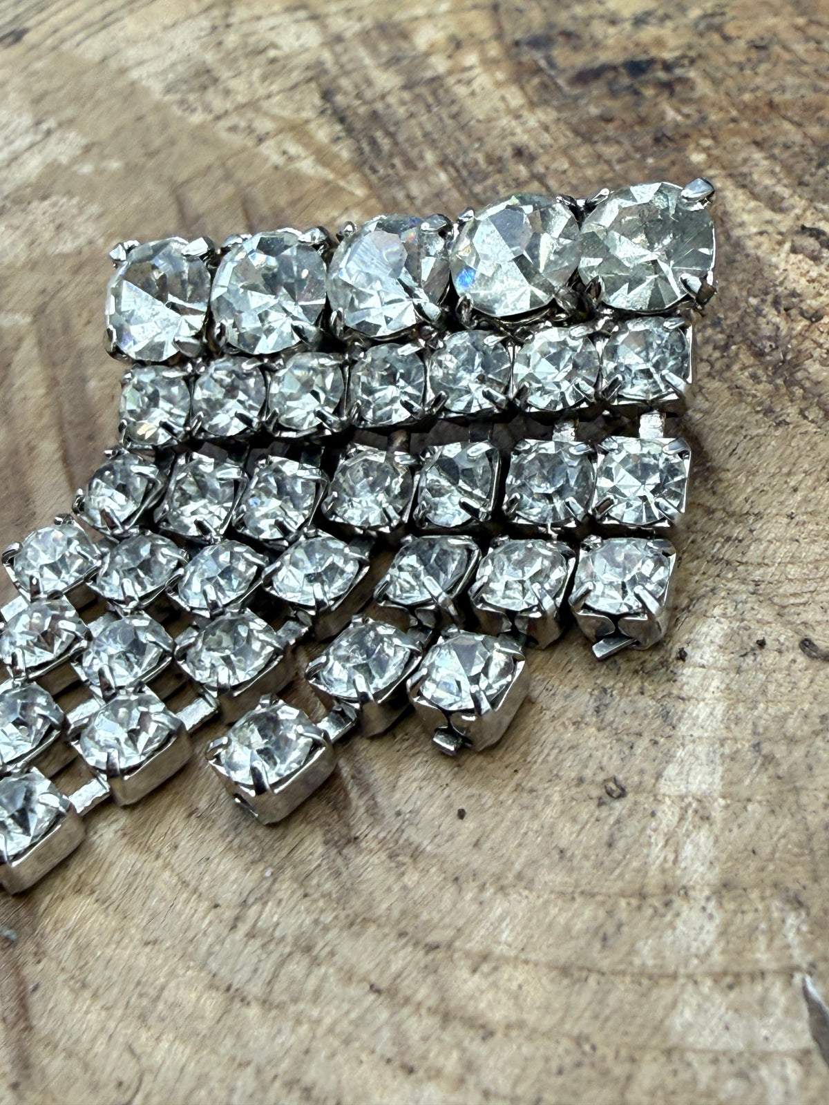 Vintage Sparkly Waterfall Brooch, Silver Tone