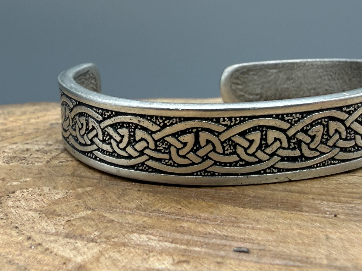 Pewter Celtic Knot Cuff Bracelet, Vintage 1998