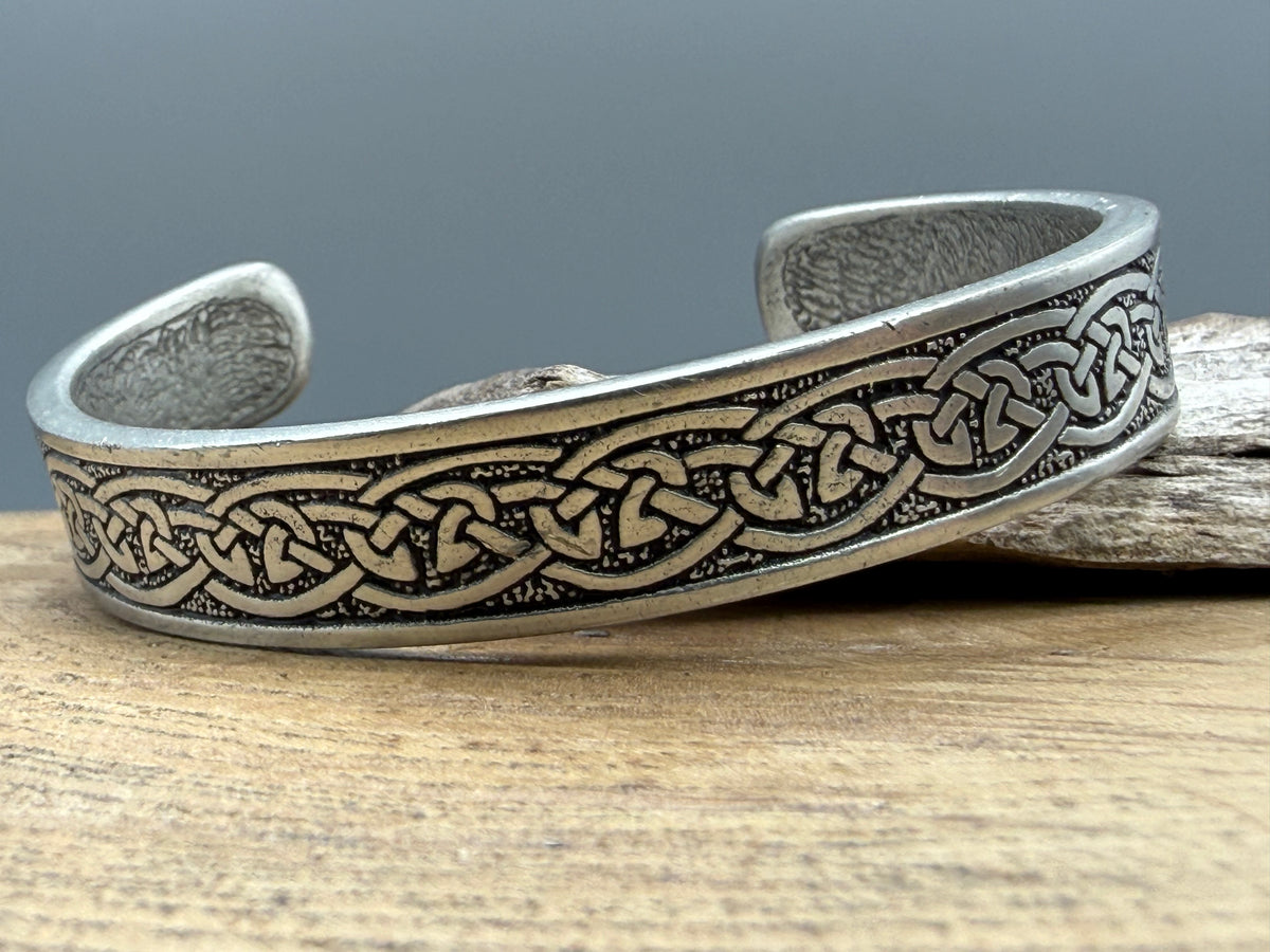 Pewter Celtic Knot Cuff Bracelet, Vintage 1998