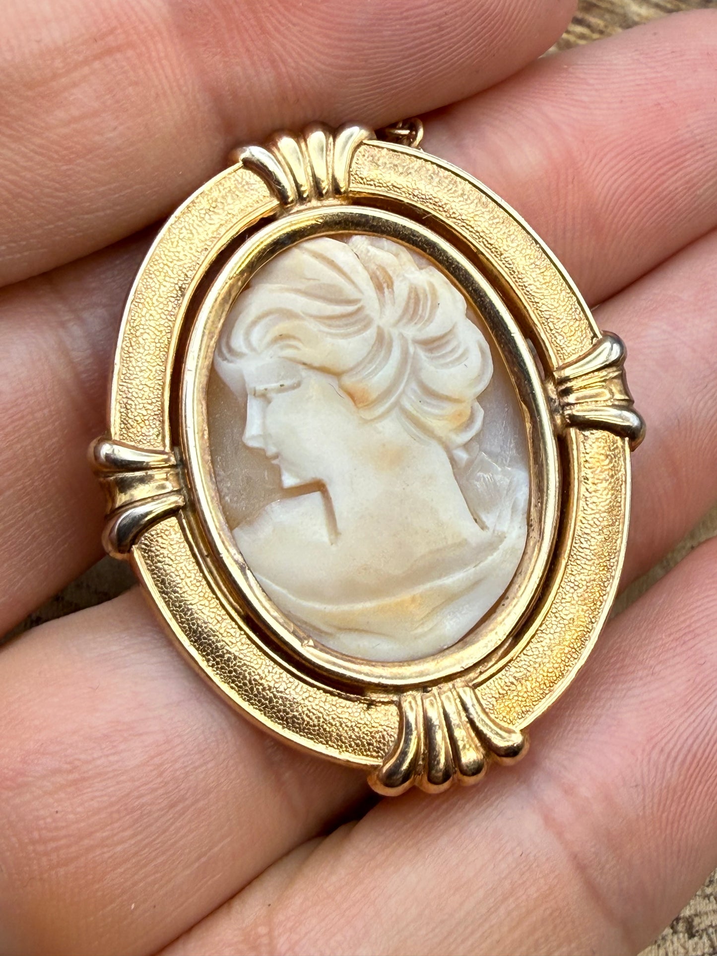 Vintage Carved Shell Cameo Brooch