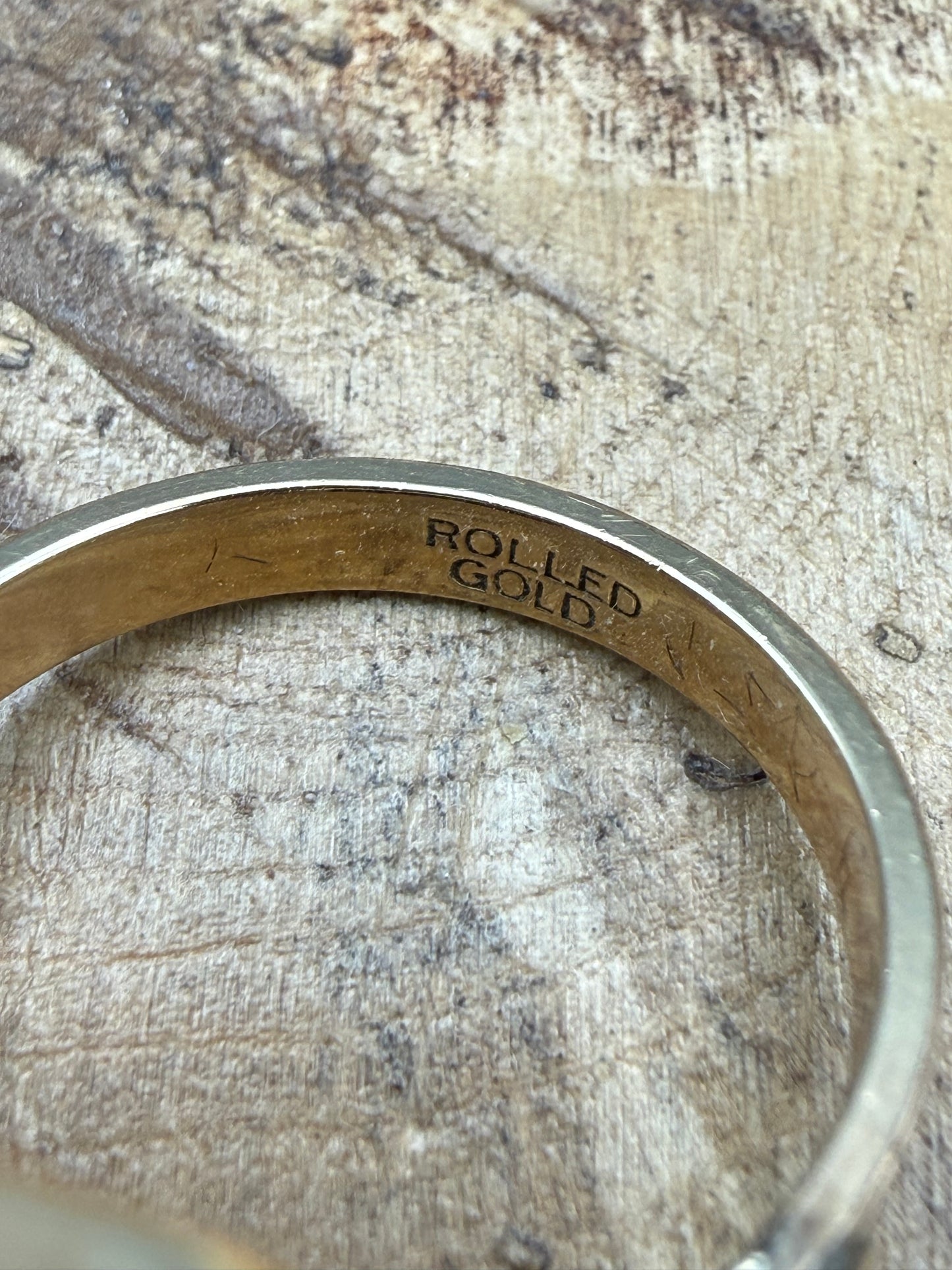 Antique 'Initial J' Mourning Ring, Onyx & Rolled Gold in Size S